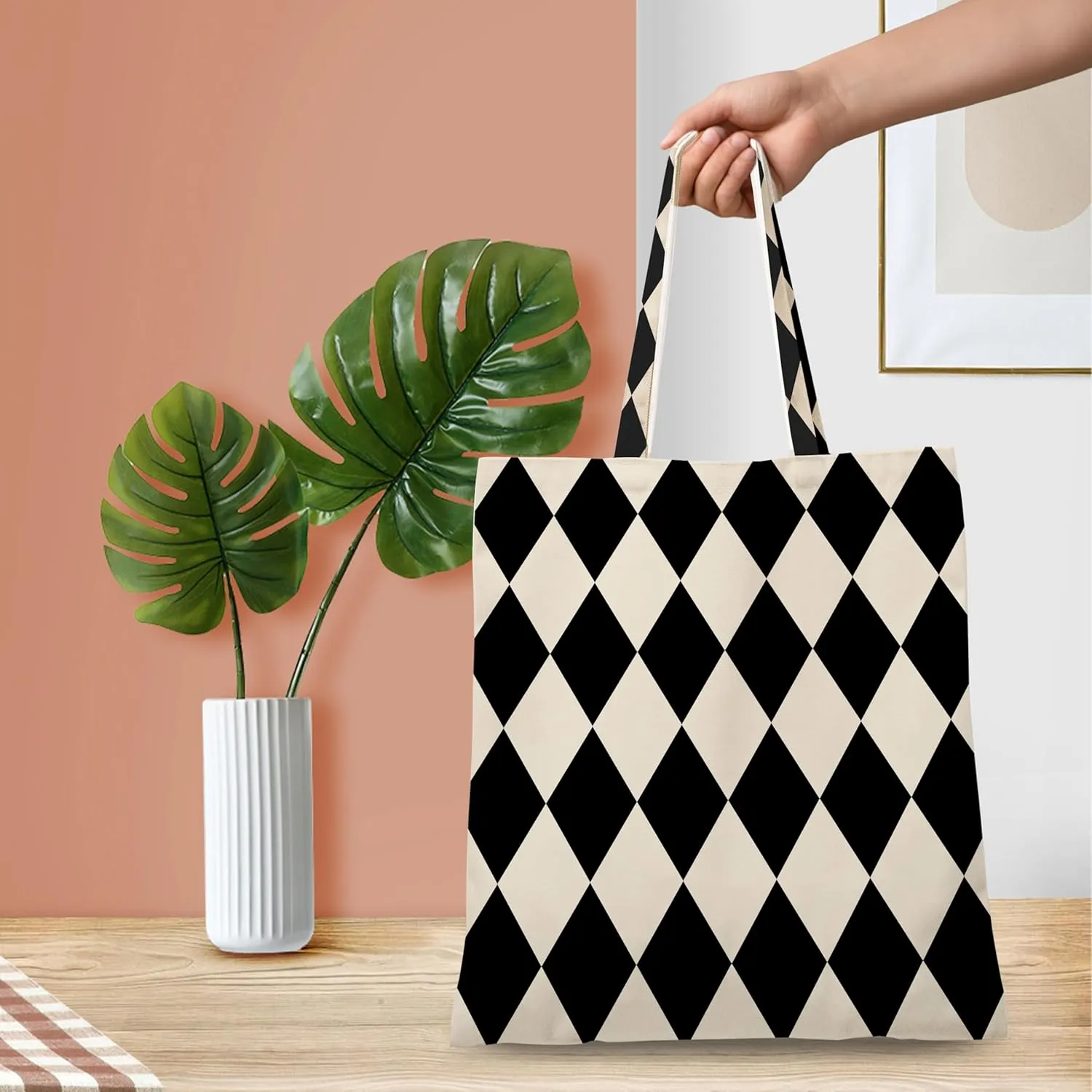 Aesthetic Tote Bag for Women, Vintage Retro Reusable Tote Shoulder Gorcery Bag