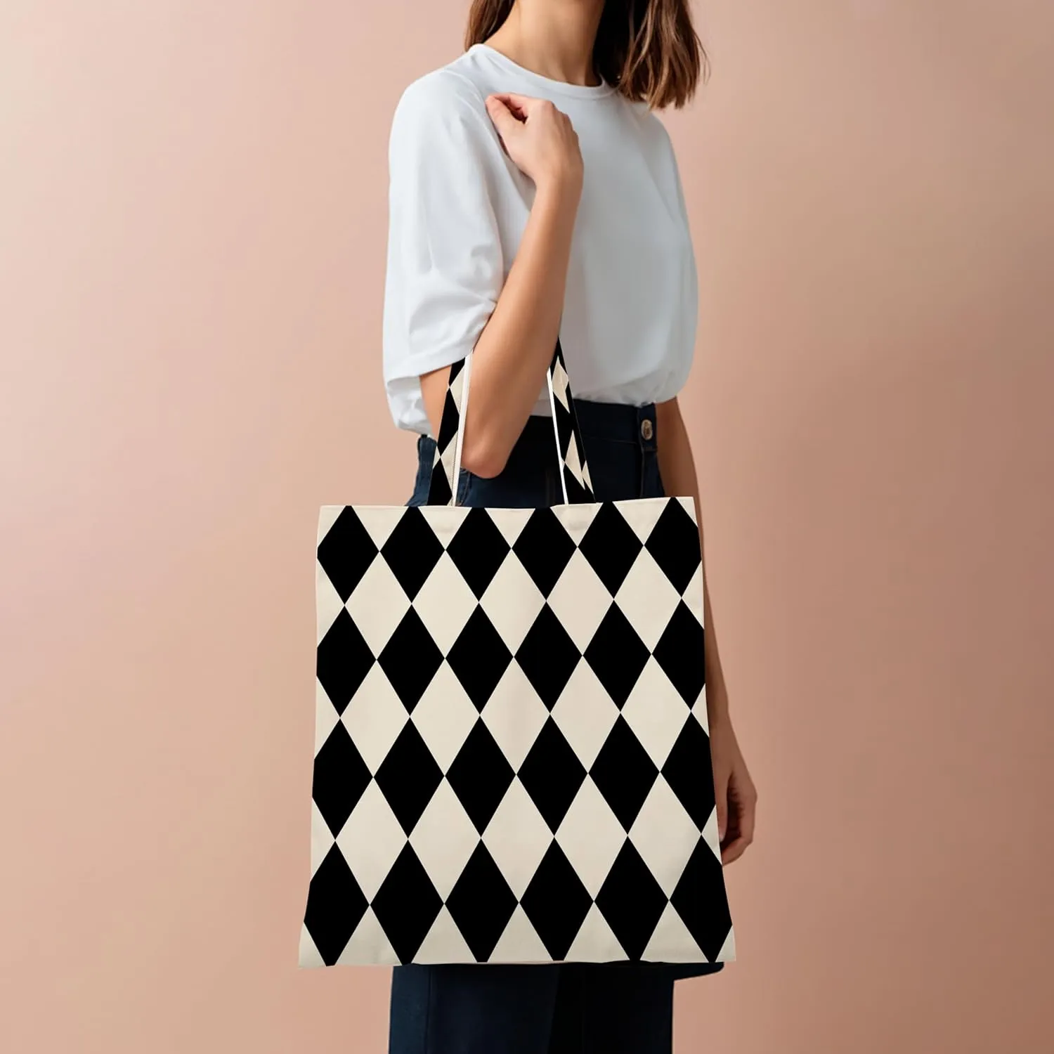 Aesthetic Tote Bag for Women, Vintage Retro Reusable Tote Shoulder Gorcery Bag