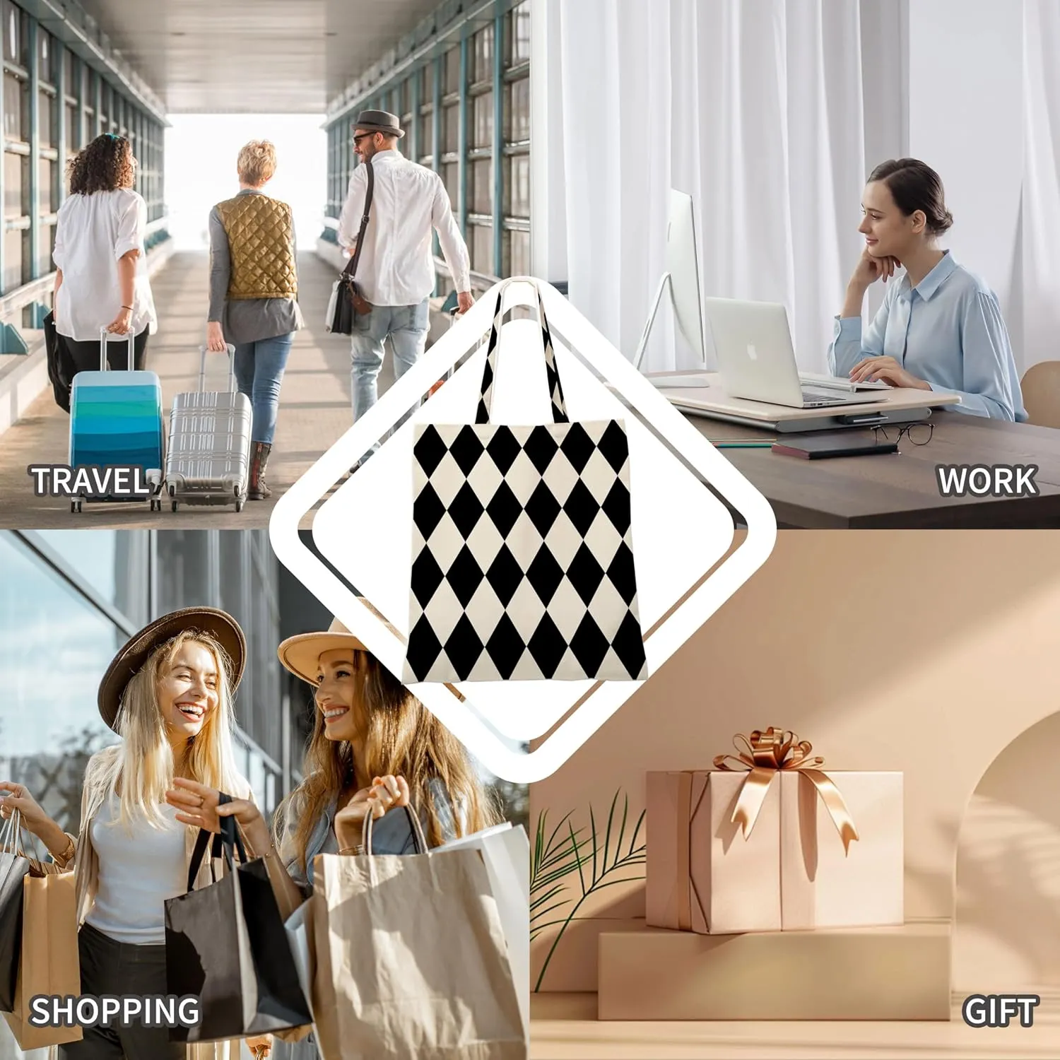 Aesthetic Tote Bag for Women, Vintage Retro Reusable Tote Shoulder Gorcery Bag
