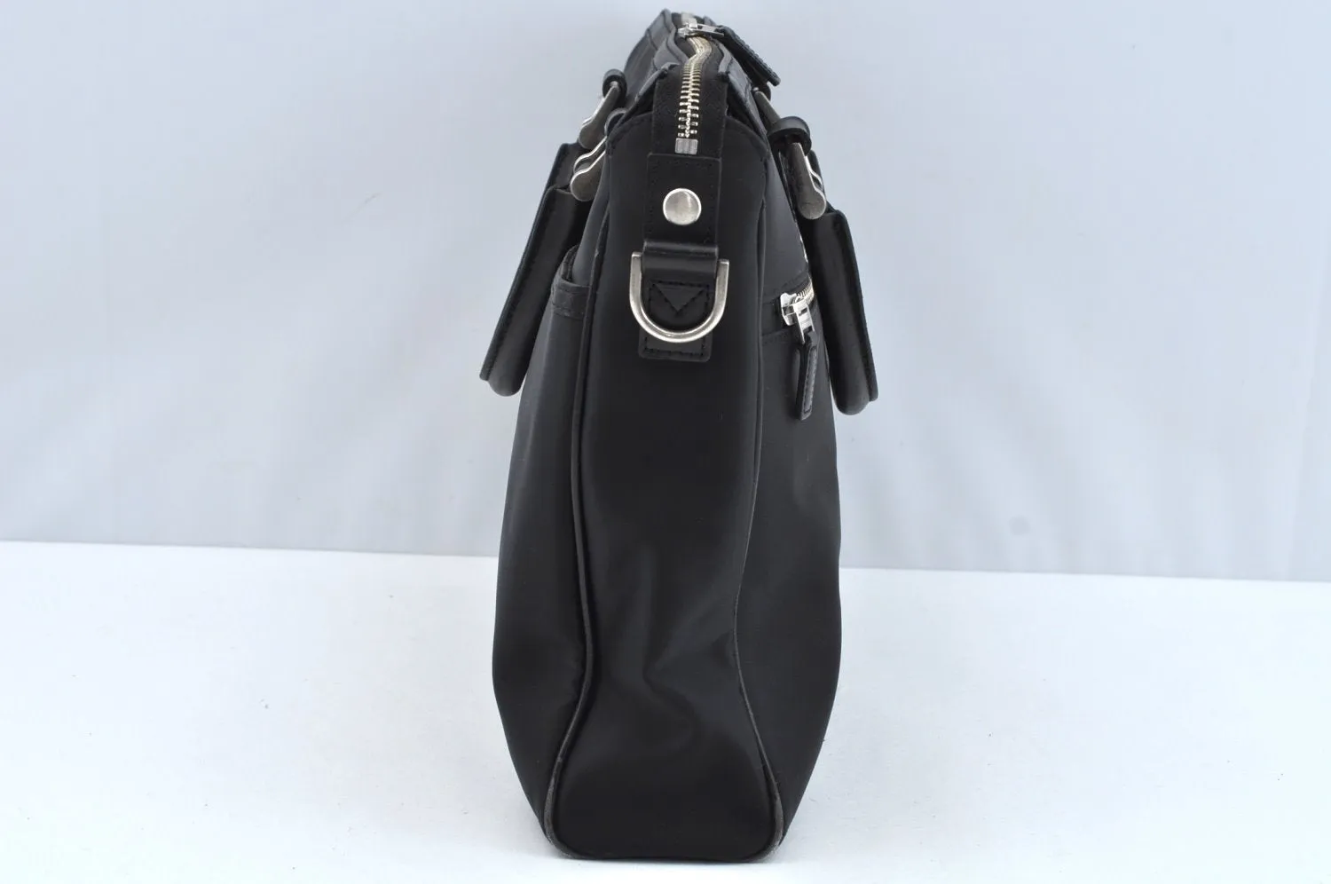 Auth BURBERRY Nylon Leather 2Way Shoulder Briefcase Business Bag Black L0499