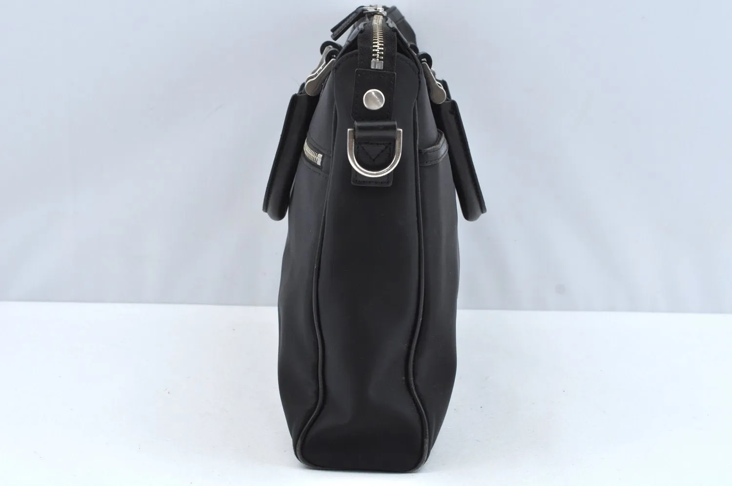 Auth BURBERRY Nylon Leather 2Way Shoulder Briefcase Business Bag Black L0499
