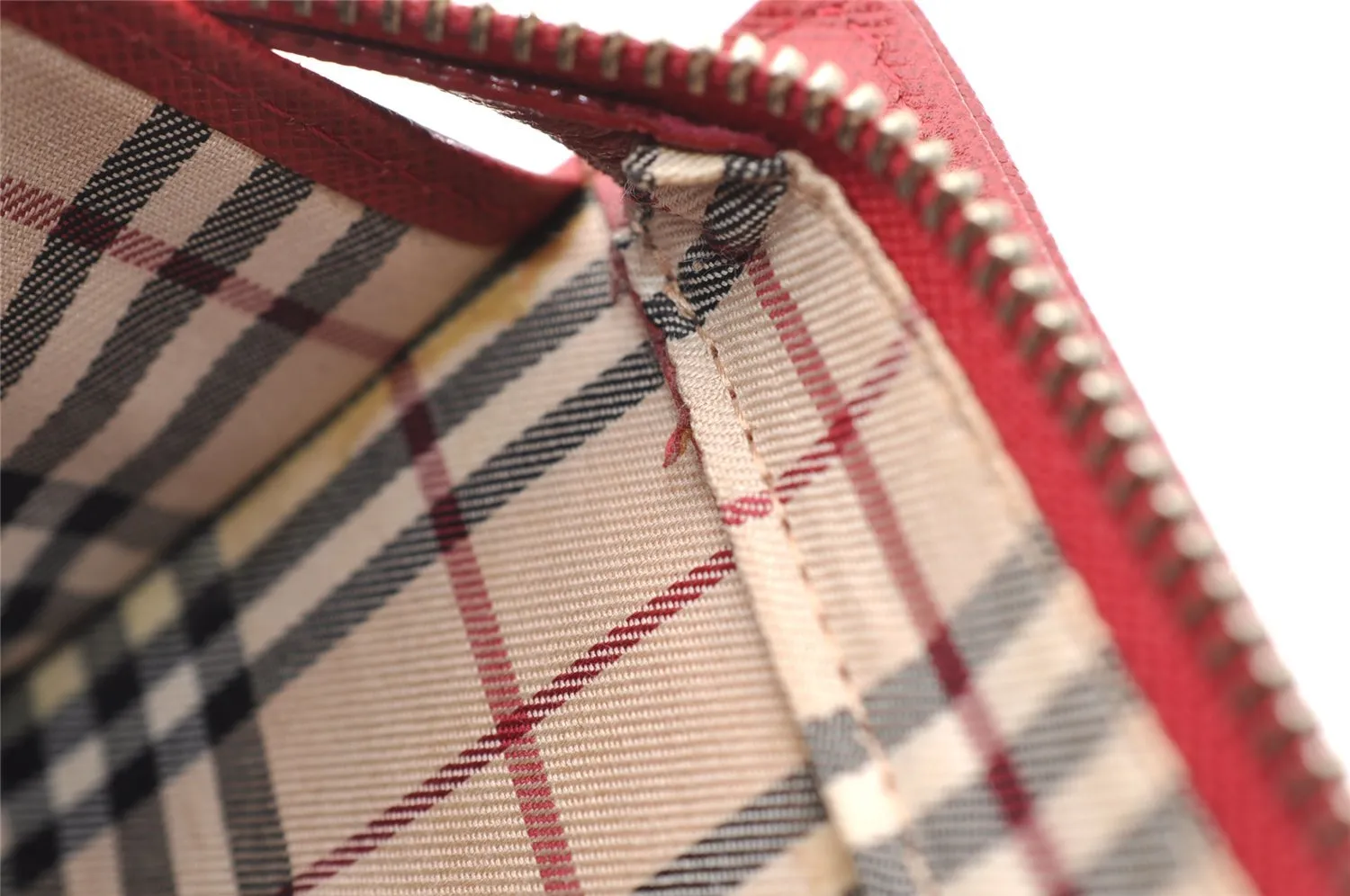 Authentic BURBERRY Vintage Leather Briefcase Business Hand Bag Red 2449I