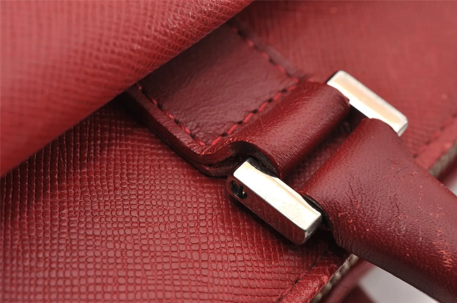 Authentic BURBERRY Vintage Leather Briefcase Business Hand Bag Red 2449I