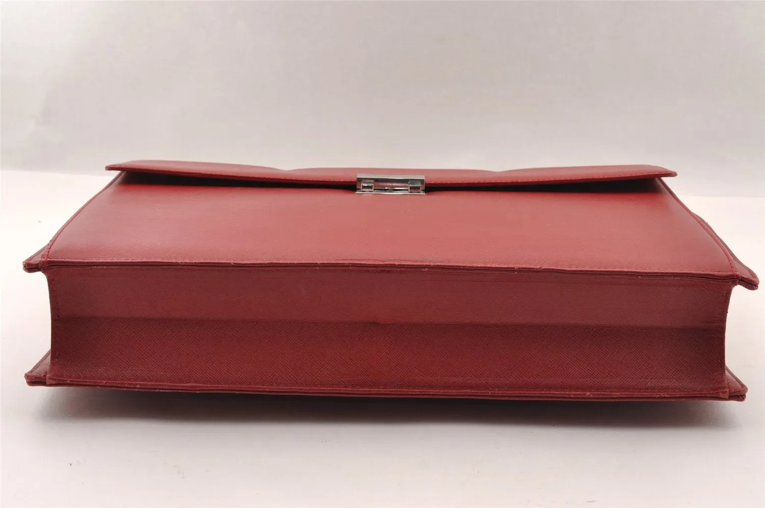 Authentic BURBERRY Vintage Leather Briefcase Business Hand Bag Red 2449I