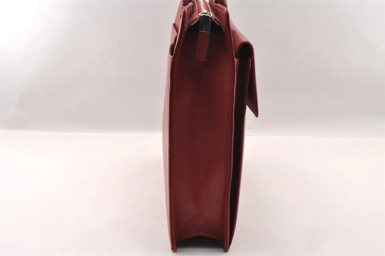 Authentic BURBERRY Vintage Leather Briefcase Business Hand Bag Red 2449I