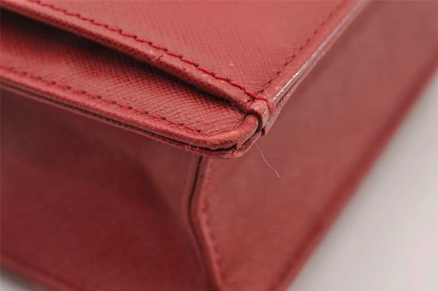 Authentic BURBERRY Vintage Leather Briefcase Business Hand Bag Red 2449I