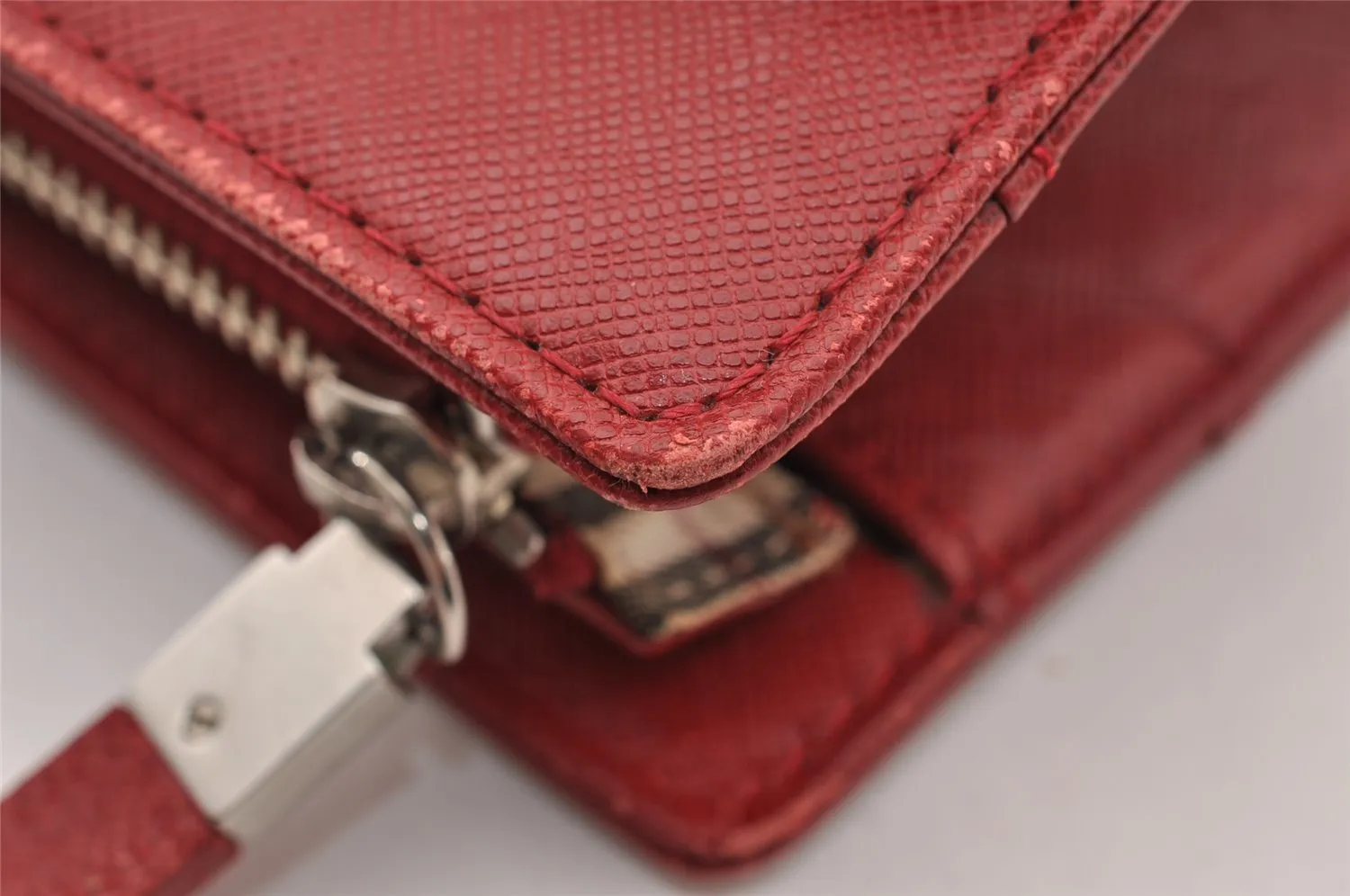 Authentic BURBERRY Vintage Leather Briefcase Business Hand Bag Red 2449I