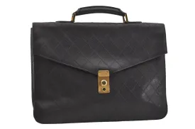 Authentic CHANEL Caviar Skin Bicolore CC Logo Briefcase Business Bag Black 6105J