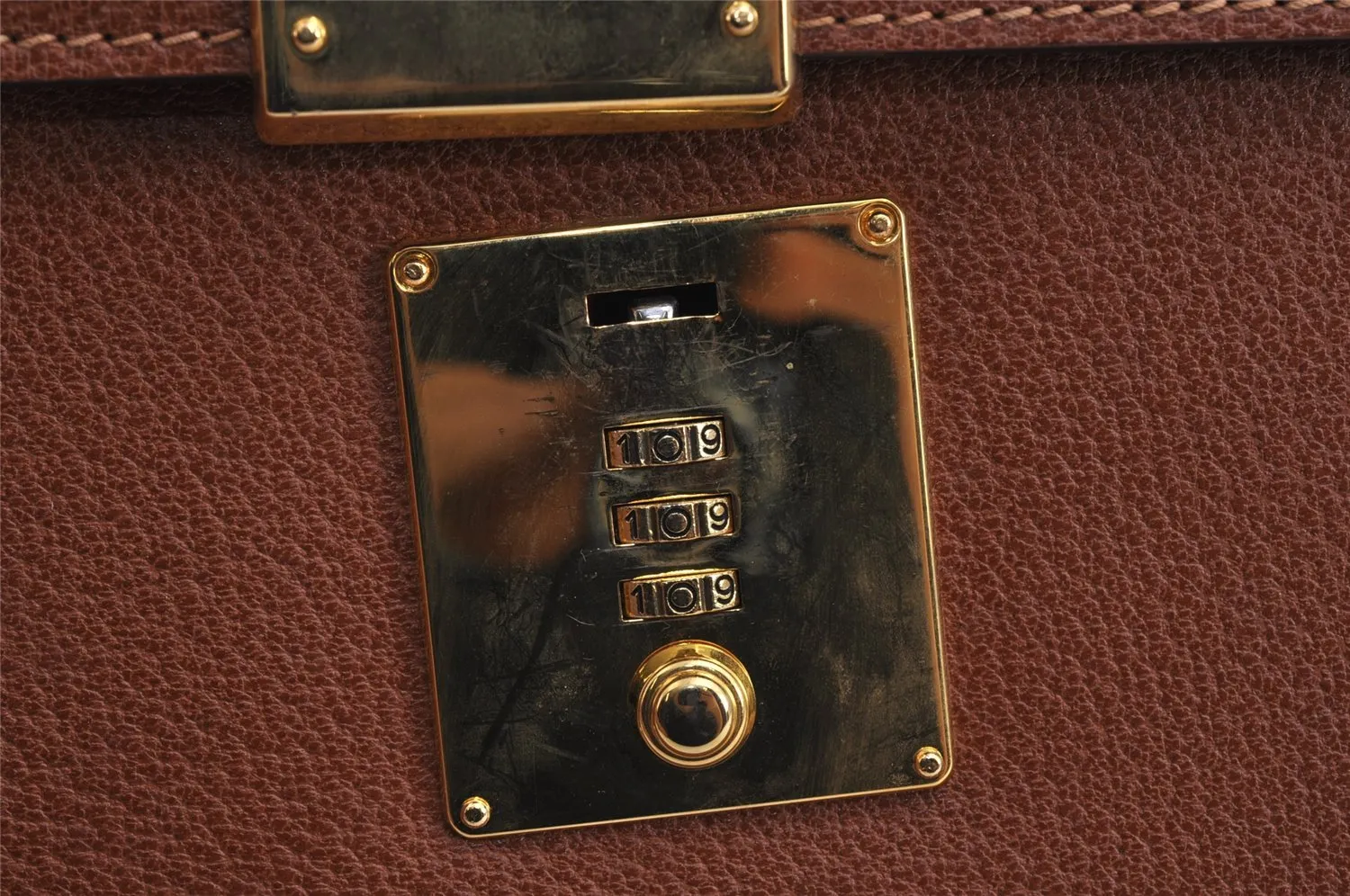 Authentic GUCCI Vintage Briefcase Business Hand Bag Leather Brown 9940J