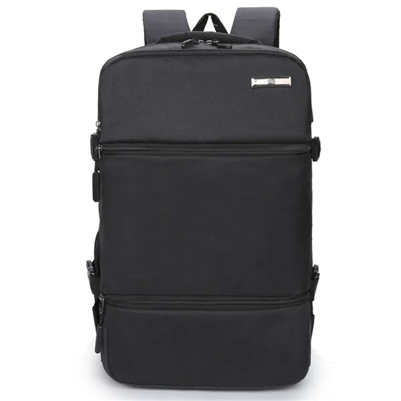 Backpack Brand Logo Printing USB Rechargeable  Scalable Computer  Men's Large Capacity Travel Bag