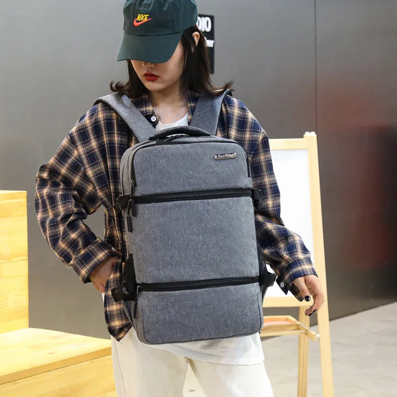 Backpack Brand Logo Printing USB Rechargeable  Scalable Computer  Men's Large Capacity Travel Bag