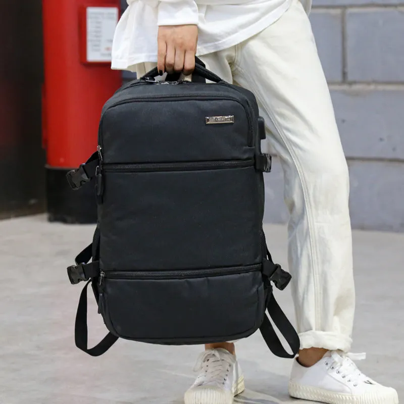 Backpack Brand Logo Printing USB Rechargeable  Scalable Computer  Men's Large Capacity Travel Bag