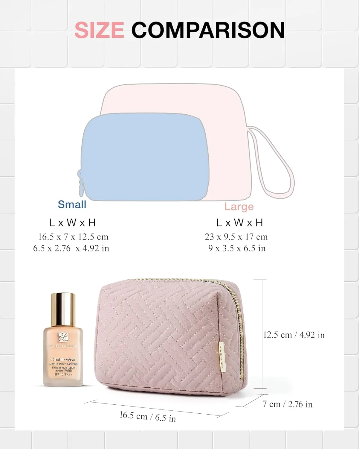 BAGSMART Small Makeup Bag, Travel Cosmetic Bag Make Up Pouch Small Travel Essentials for Women Dorm Room Essentials Pouch,Water-resistant Toiletry Bag,Makeup Organizer Bag,Pink