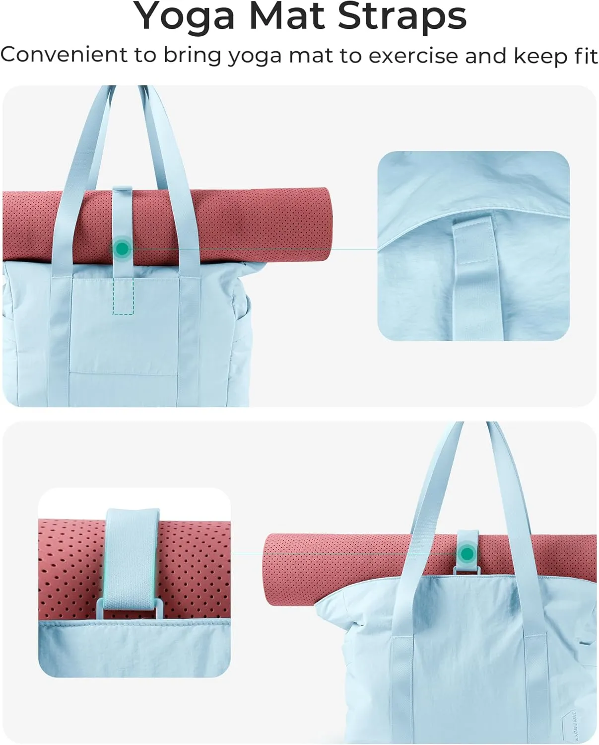 BAGSMART Tote Bag for Women with Zipper, Gym tote with Compartments, Work Tote Nurse Dance Yoga Bag for Travel