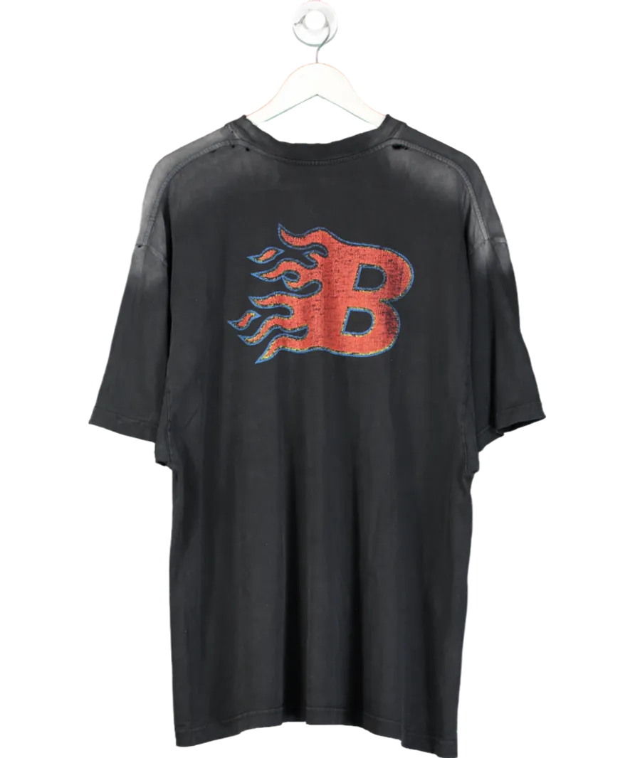 Balenciaga Black Flames T-shirt UK XS