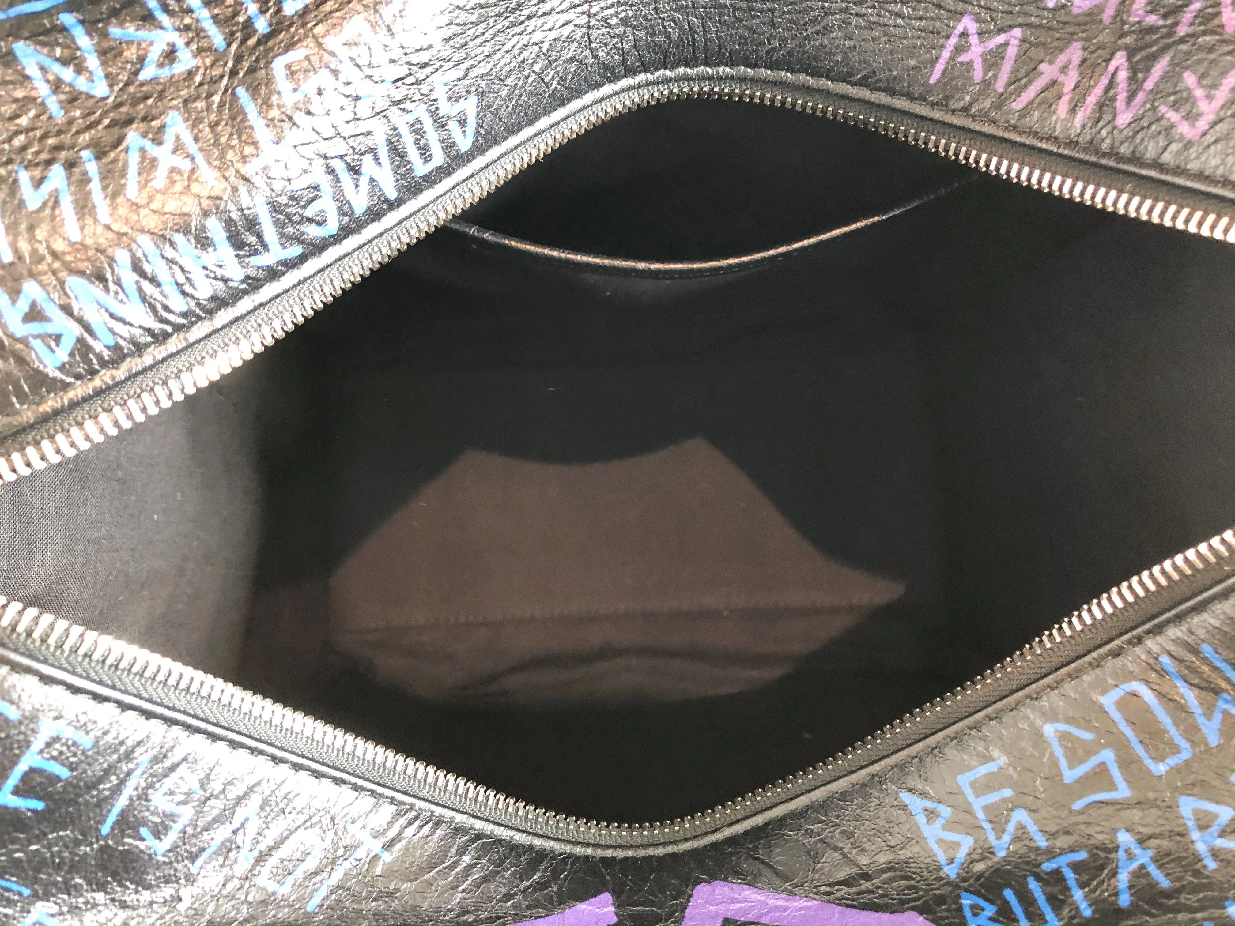 Balenciaga Black Graffiti Shopper Tote