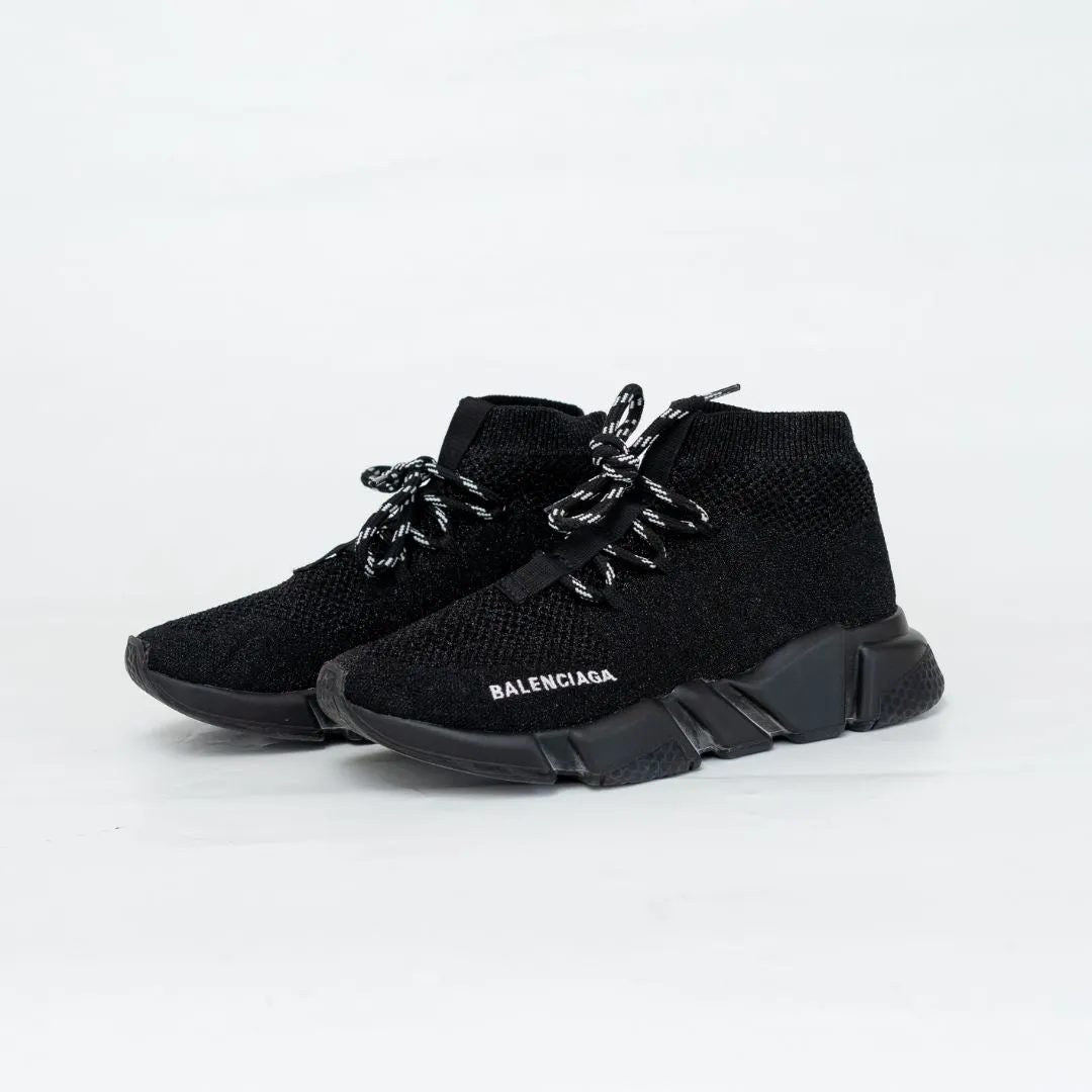 Balenciaga Black Knit Fabric Speed Trainer Sneakers, 38