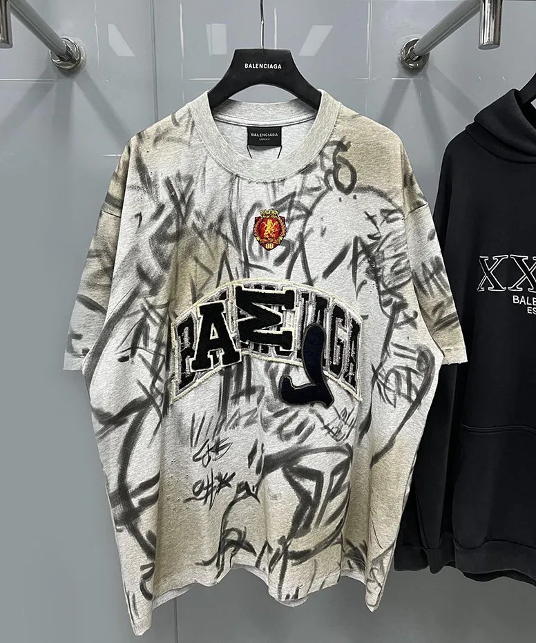 Balenciaga Graffiti T-Shirt Heather Grey