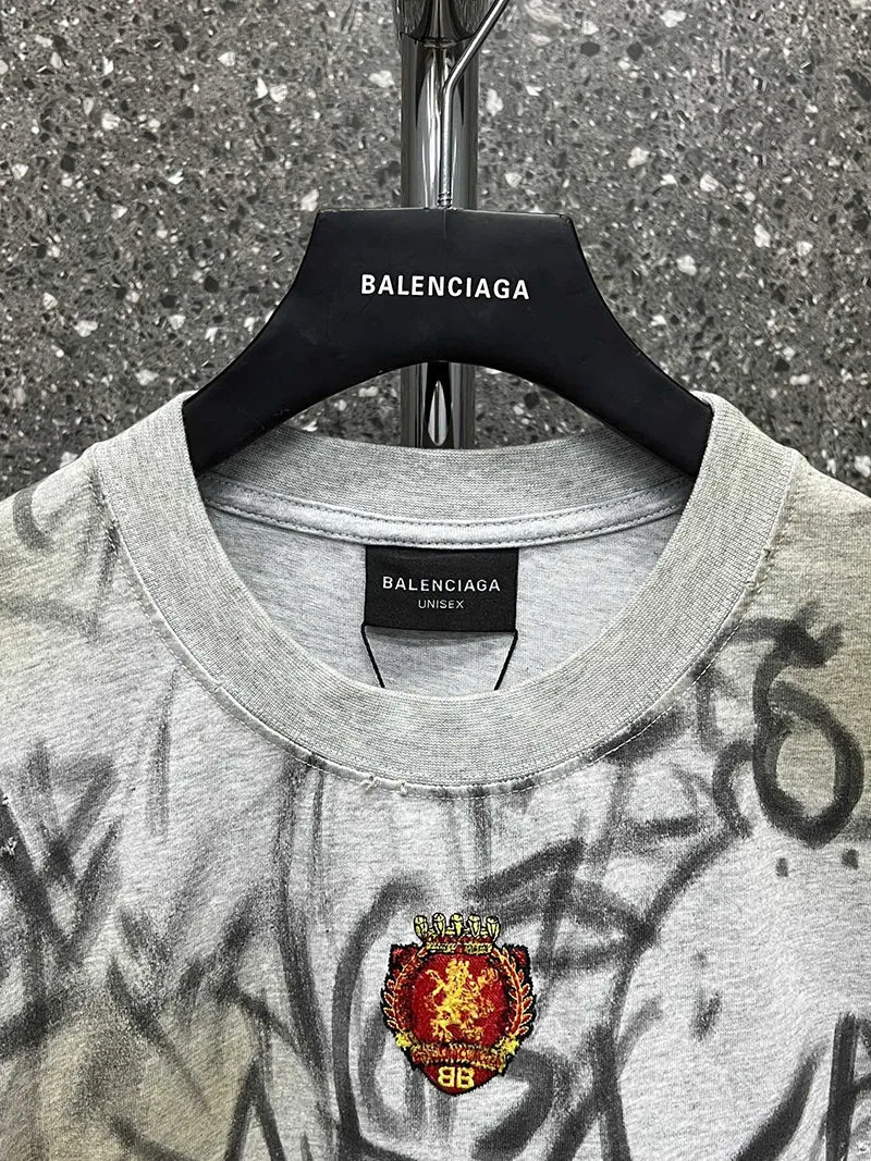 Balenciaga Graffiti T-Shirt Heather Grey