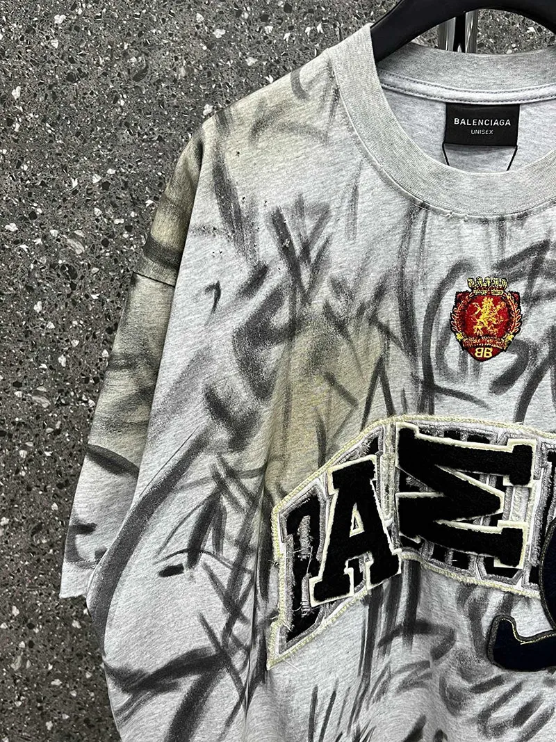 Balenciaga Graffiti T-Shirt Heather Grey