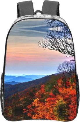 Blue Ridge Mountains print Clear Backpack for Office, 16 Inch Large Clear Bookbag for Adult, Transparent Backpack