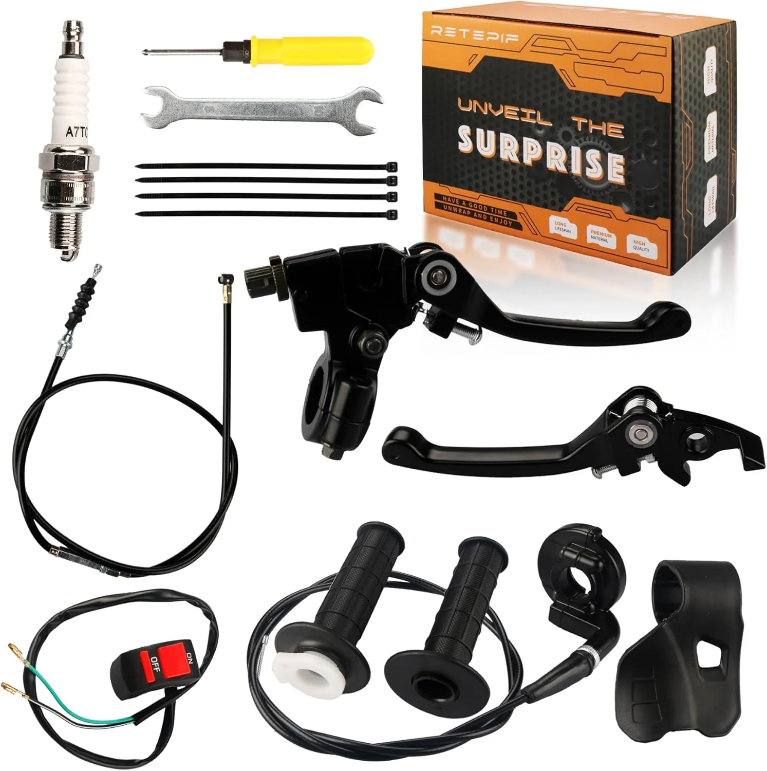 Brake Lever Cable Folding Clutch Throttle Handle Grips Cable Kit for RFZ125 DBX15 X18 X19 Tao Tao 50cc 70cc 110cc 125cc 150cc Apollo DB17 DB27 Coolster M125 SSR Pit Dirt Bike MotorcycleBLACK