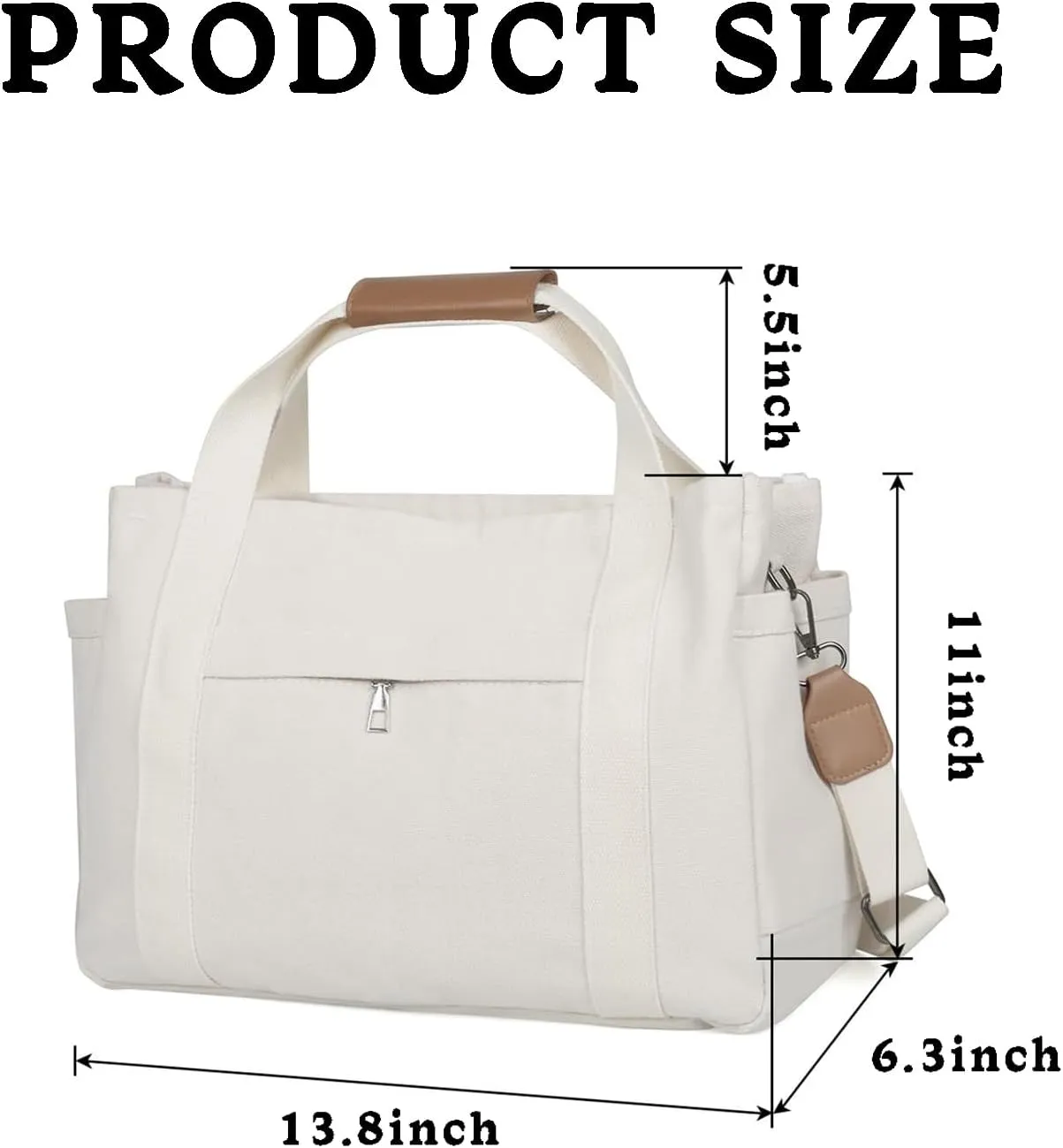 Canvas Tote Bag for Women with Multi Pockets, Crossbody Shoulder Bags Mommy Purse Messenger Handbag for Work Travel