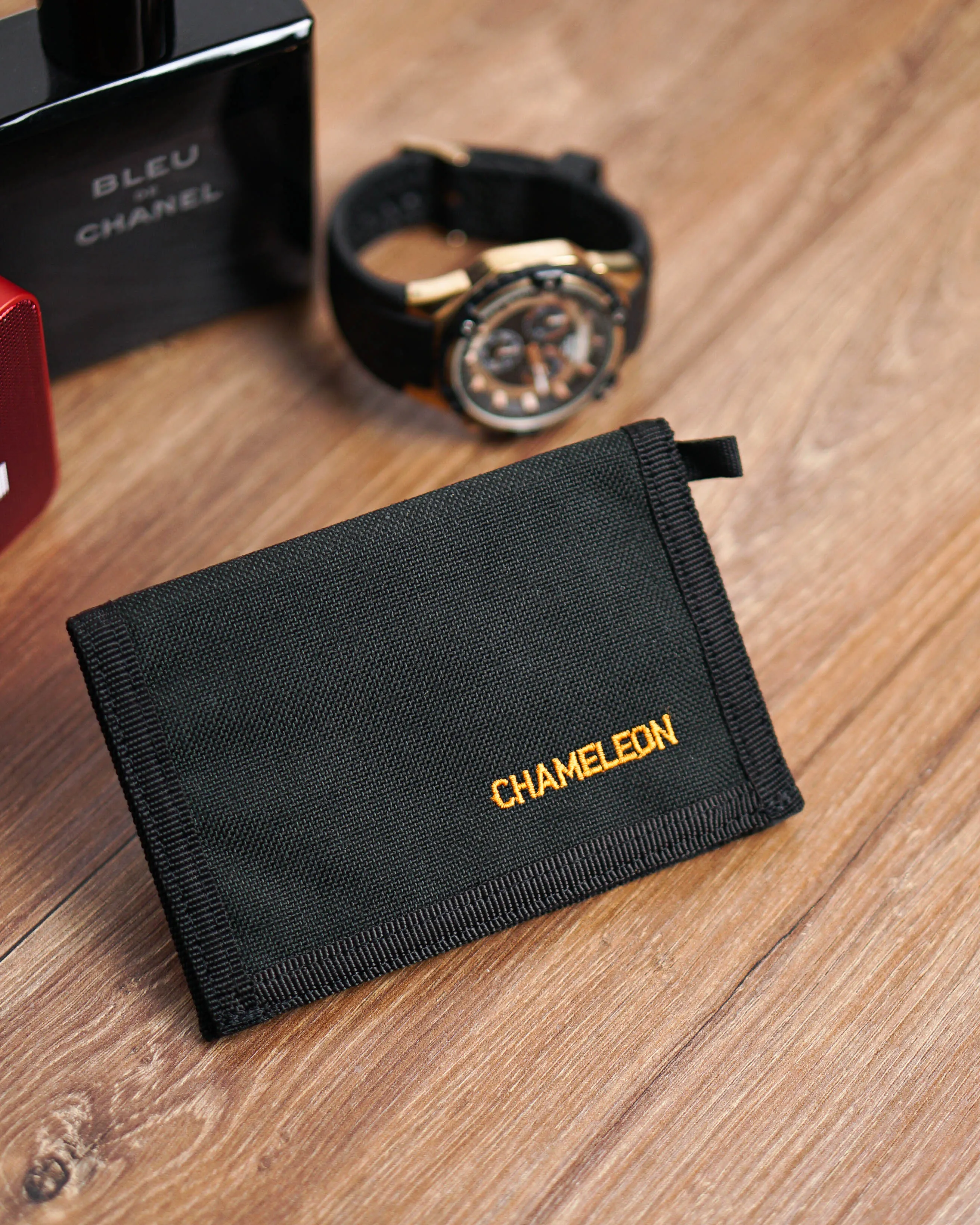 Chameleon Velcro Trifold Mens Wallet-Military Tactical Men Wallets- ID Card Holder - Canvas Thin Front Pocket Travel Wallet-Coin Zipper Pocket-Black