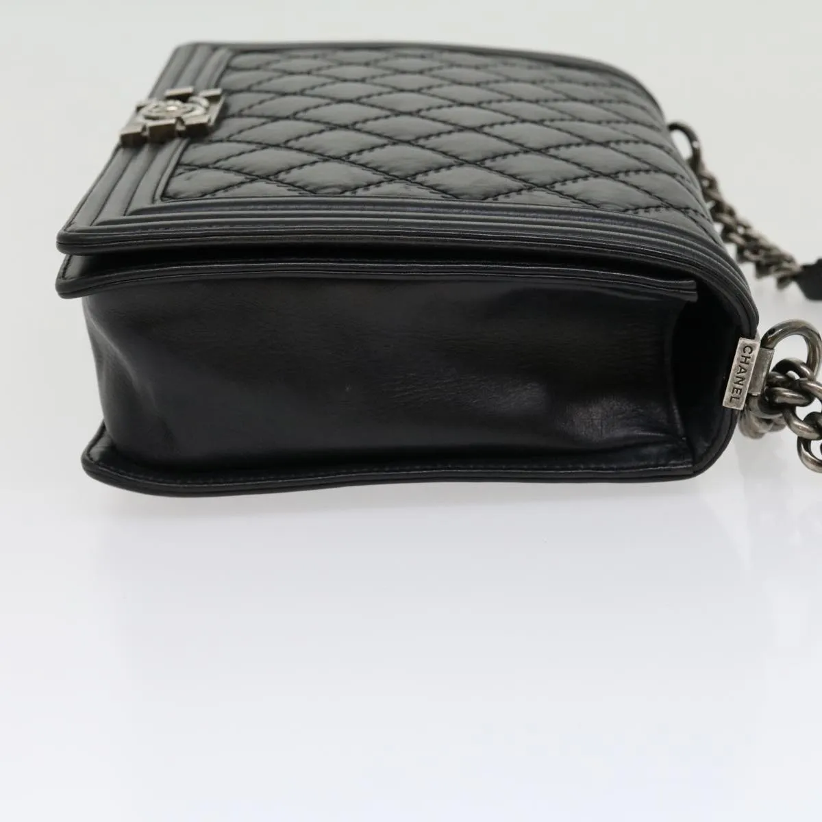 CHANEL Big Matelasse Boy  Chain Shoulder Bag Lamb Skin Black  30943A