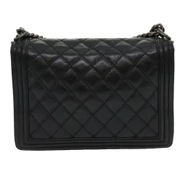 CHANEL Big Matelasse Boy  Chain Shoulder Bag Lamb Skin Black  30943A