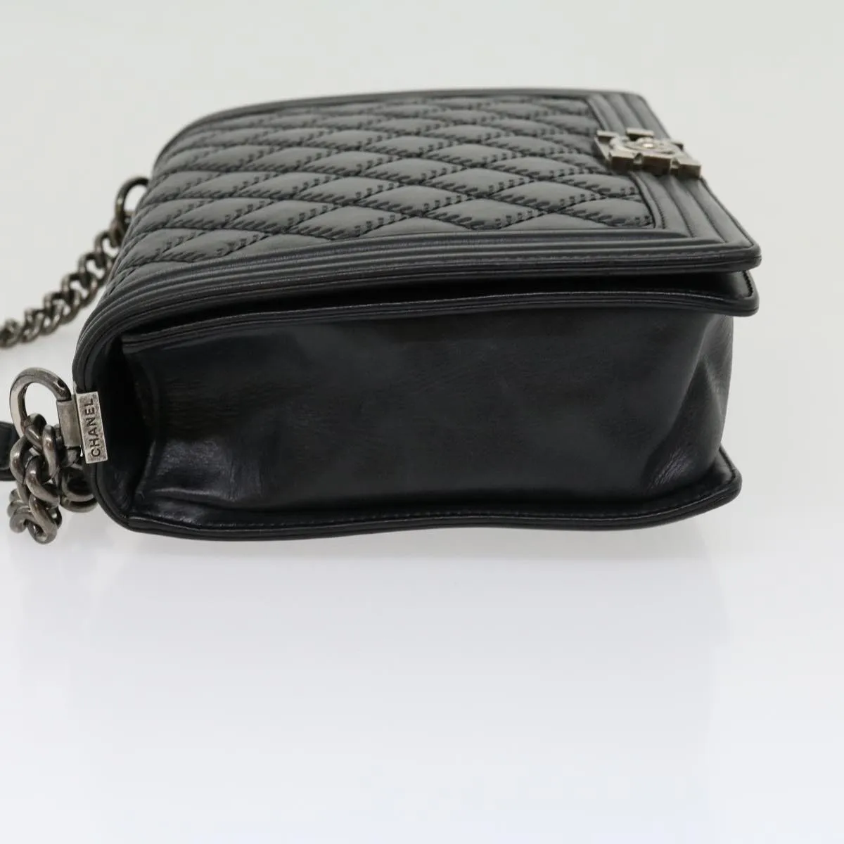 CHANEL Big Matelasse Boy  Chain Shoulder Bag Lamb Skin Black  30943A