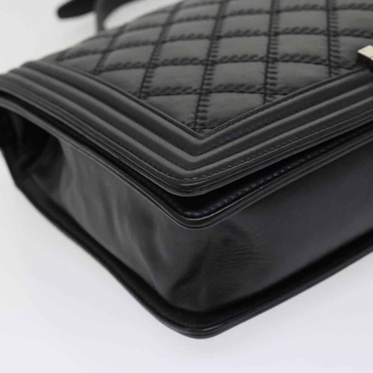 CHANEL Big Matelasse Boy  Chain Shoulder Bag Lamb Skin Black  30943A
