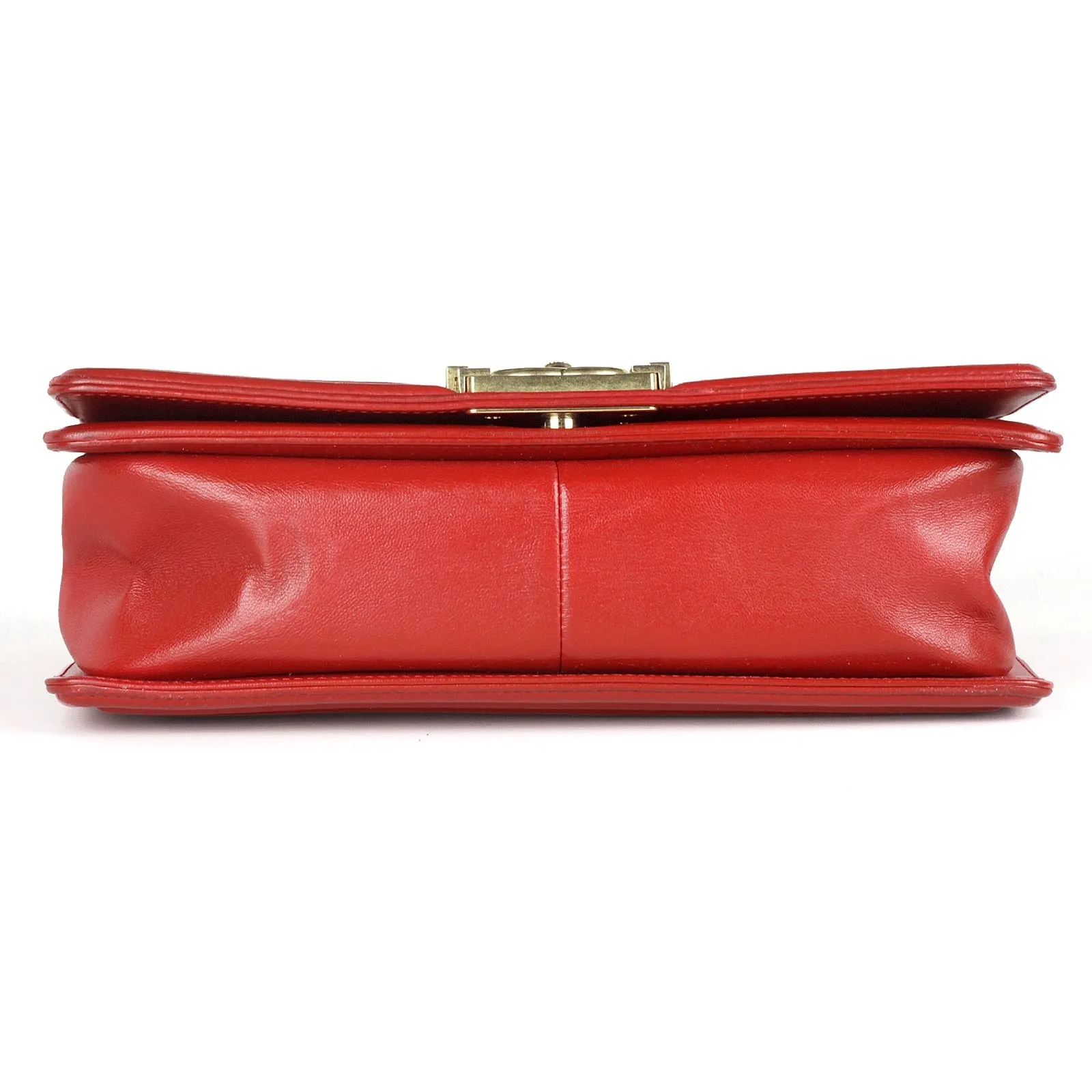 Chanel Boy Bag Chinese Red Lambskin Leather with Gold Hardware Medium