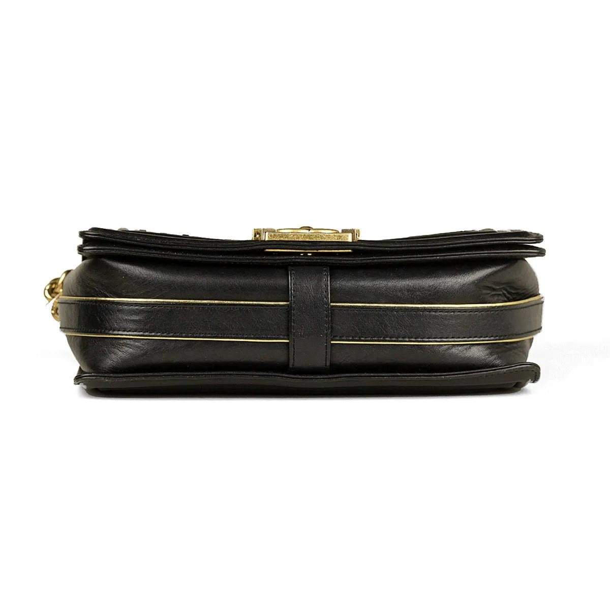 Chanel Boy Bag Medium Black Braided Sheepskin Gold Hardware