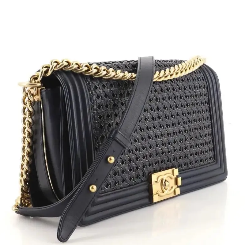 CHANEL BOY FLAP BRAIDED SHEEPSKIN NEW MEDIUM BAG