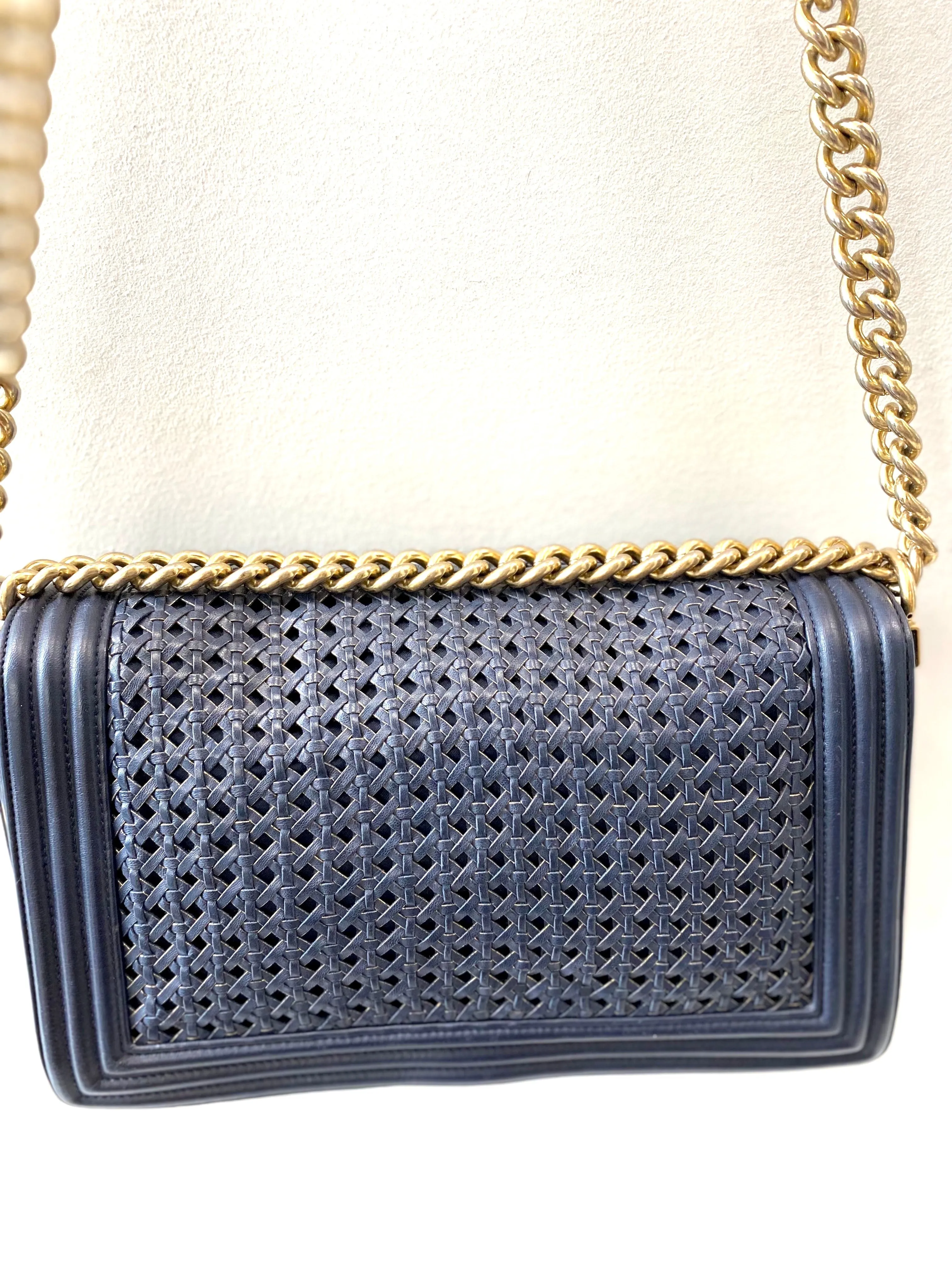CHANEL BOY FLAP BRAIDED SHEEPSKIN NEW MEDIUM BAG