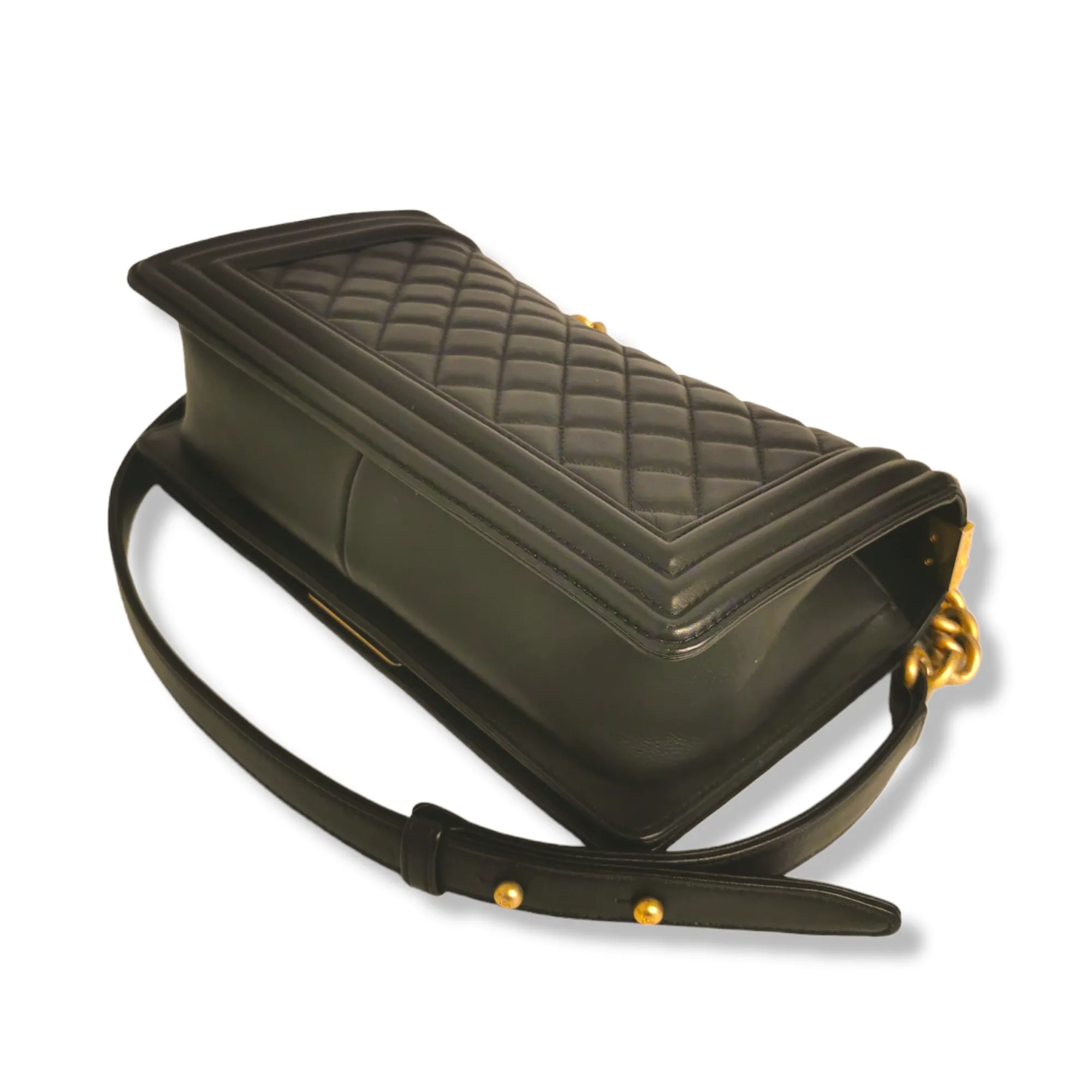 Chanel Boy Medium Black Calfskin Gold
