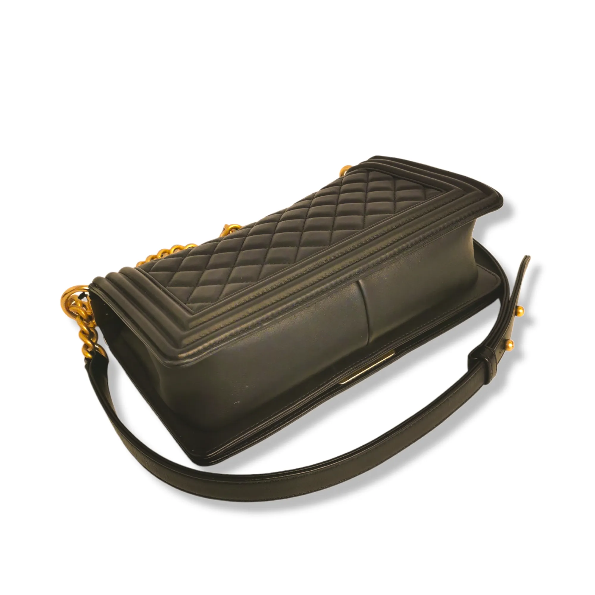Chanel Boy Medium Black Calfskin Gold