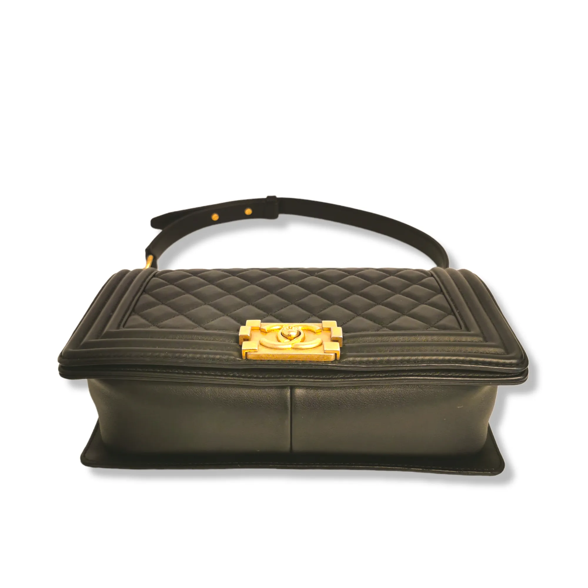 Chanel Boy Medium Black Calfskin Gold