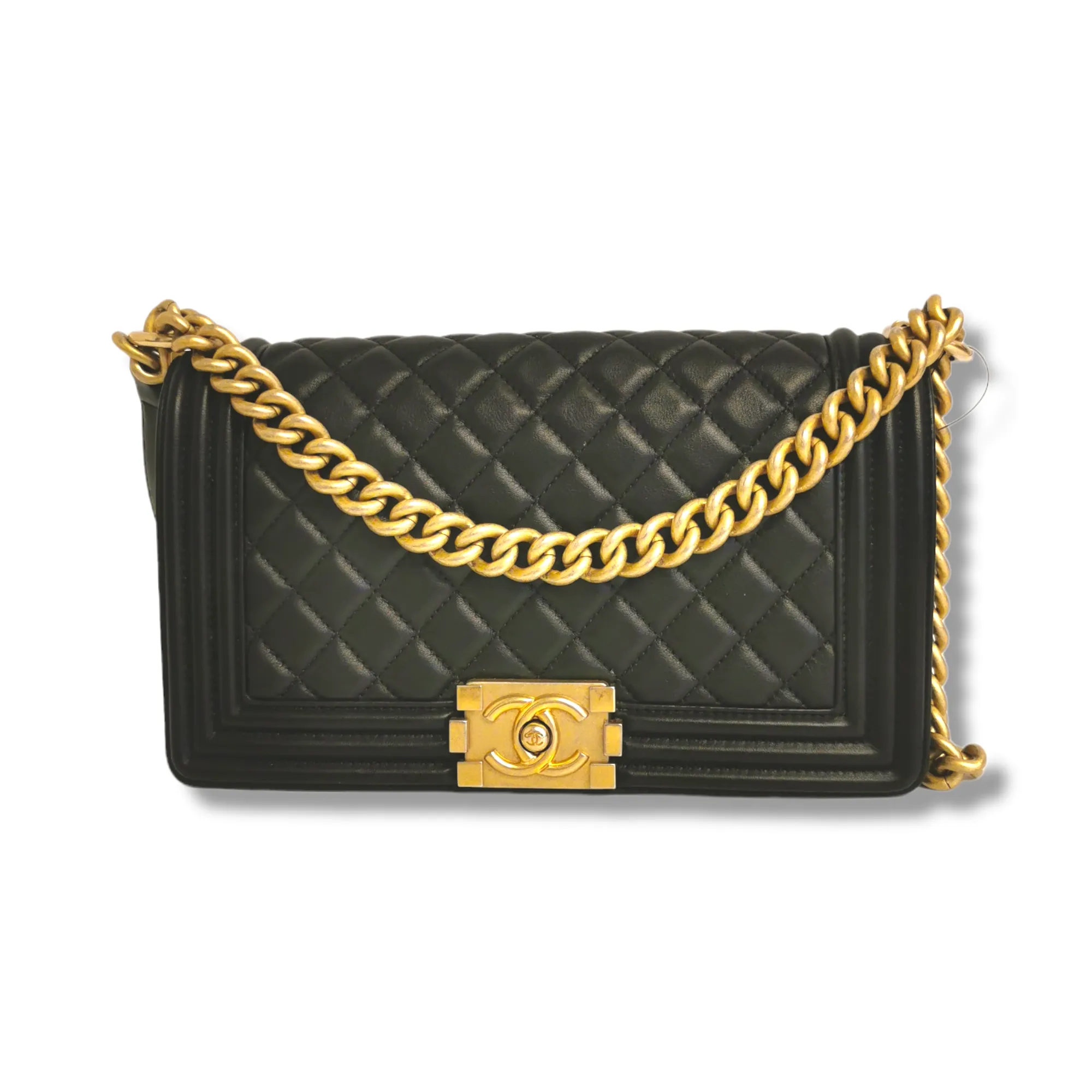 Chanel Boy Medium Black Calfskin Gold