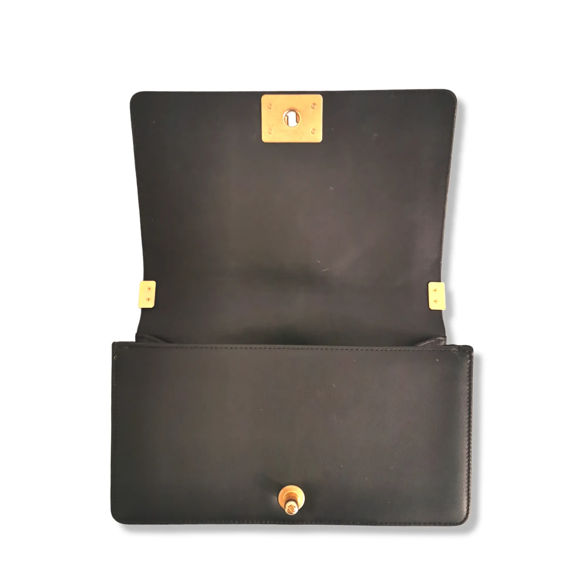 Chanel Boy Medium Black Calfskin Gold