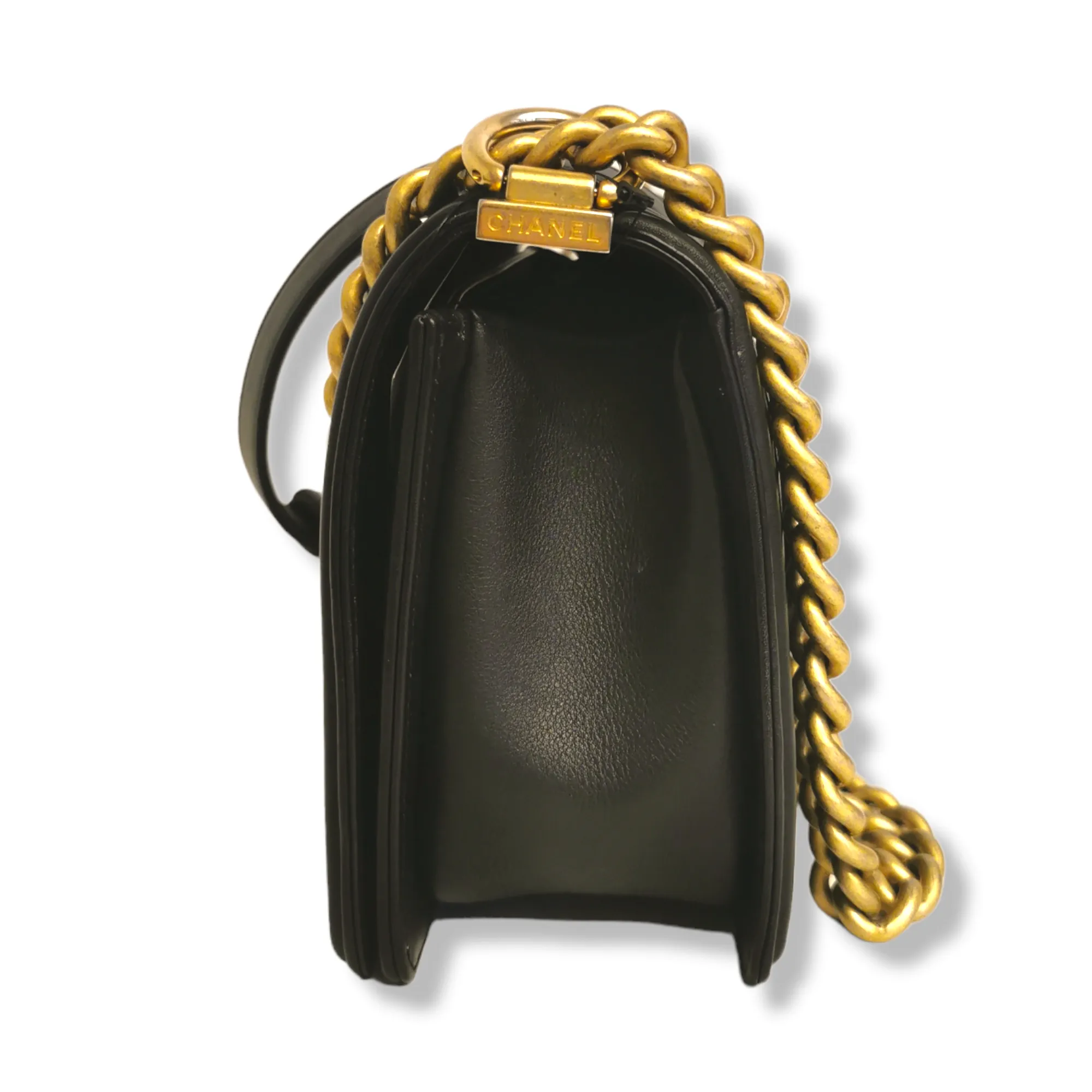 Chanel Boy Medium Black Calfskin Gold