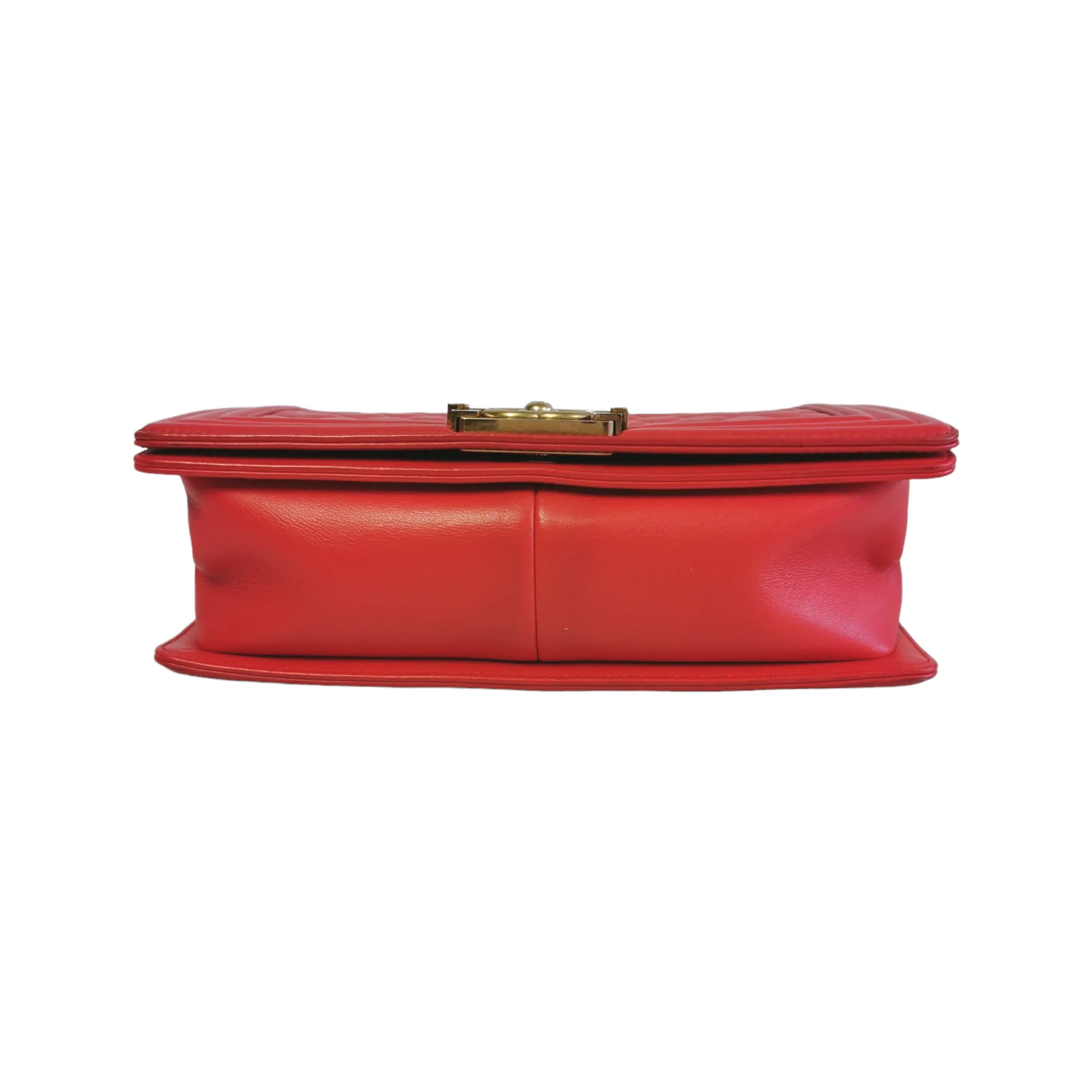 Chanel Boy Medium Red Lambskin Gold