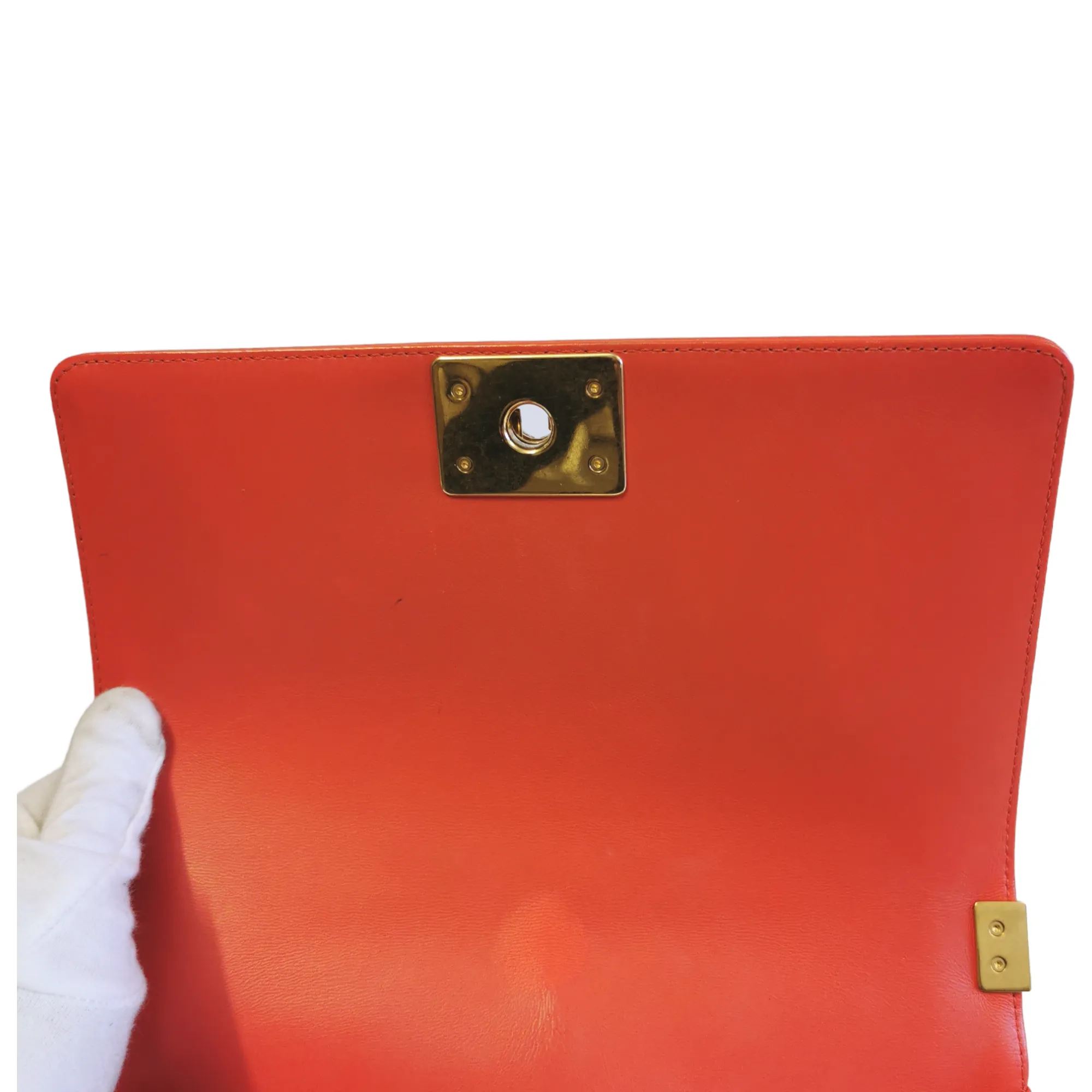 Chanel Boy Medium Red Lambskin Gold
