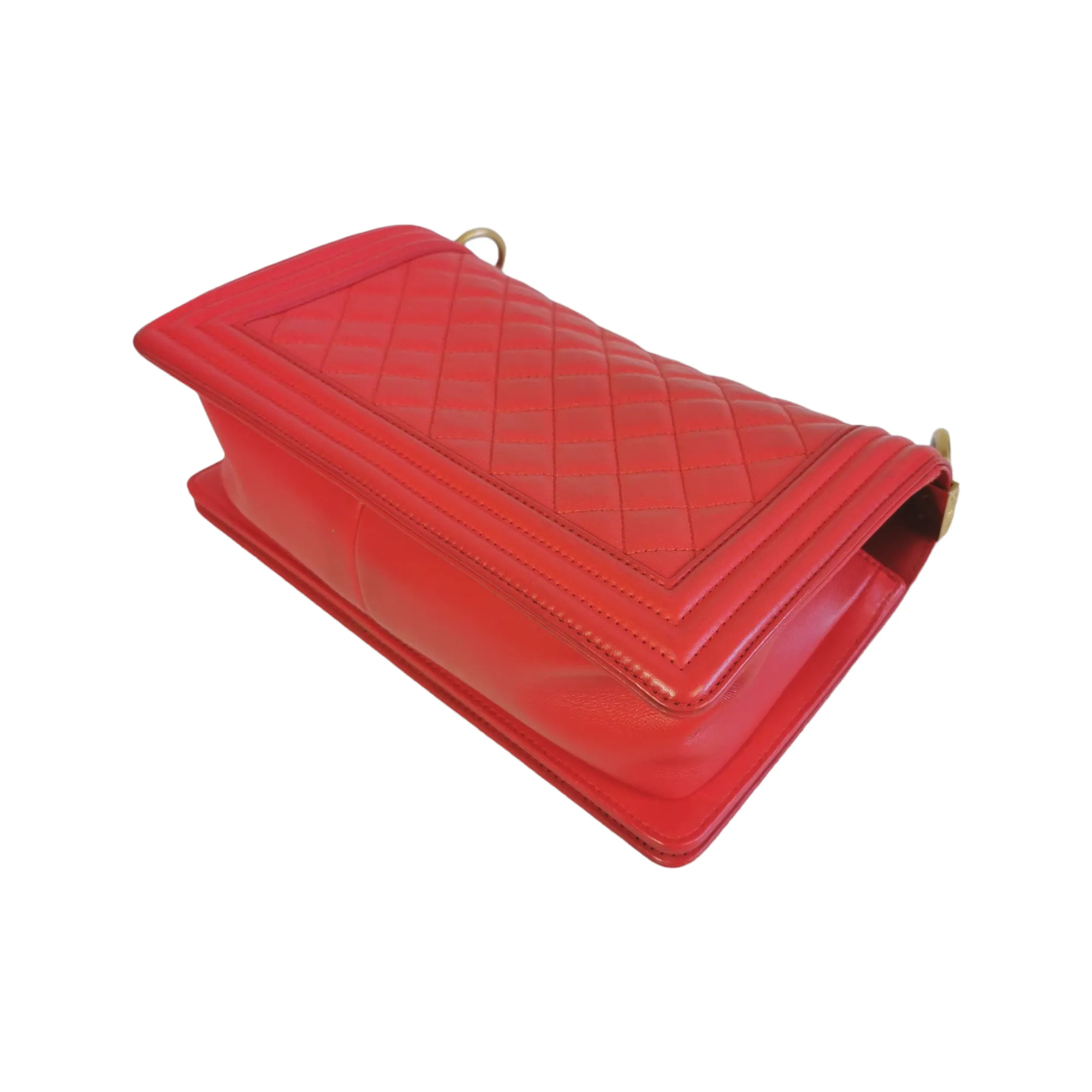 Chanel Boy Medium Red Lambskin Gold
