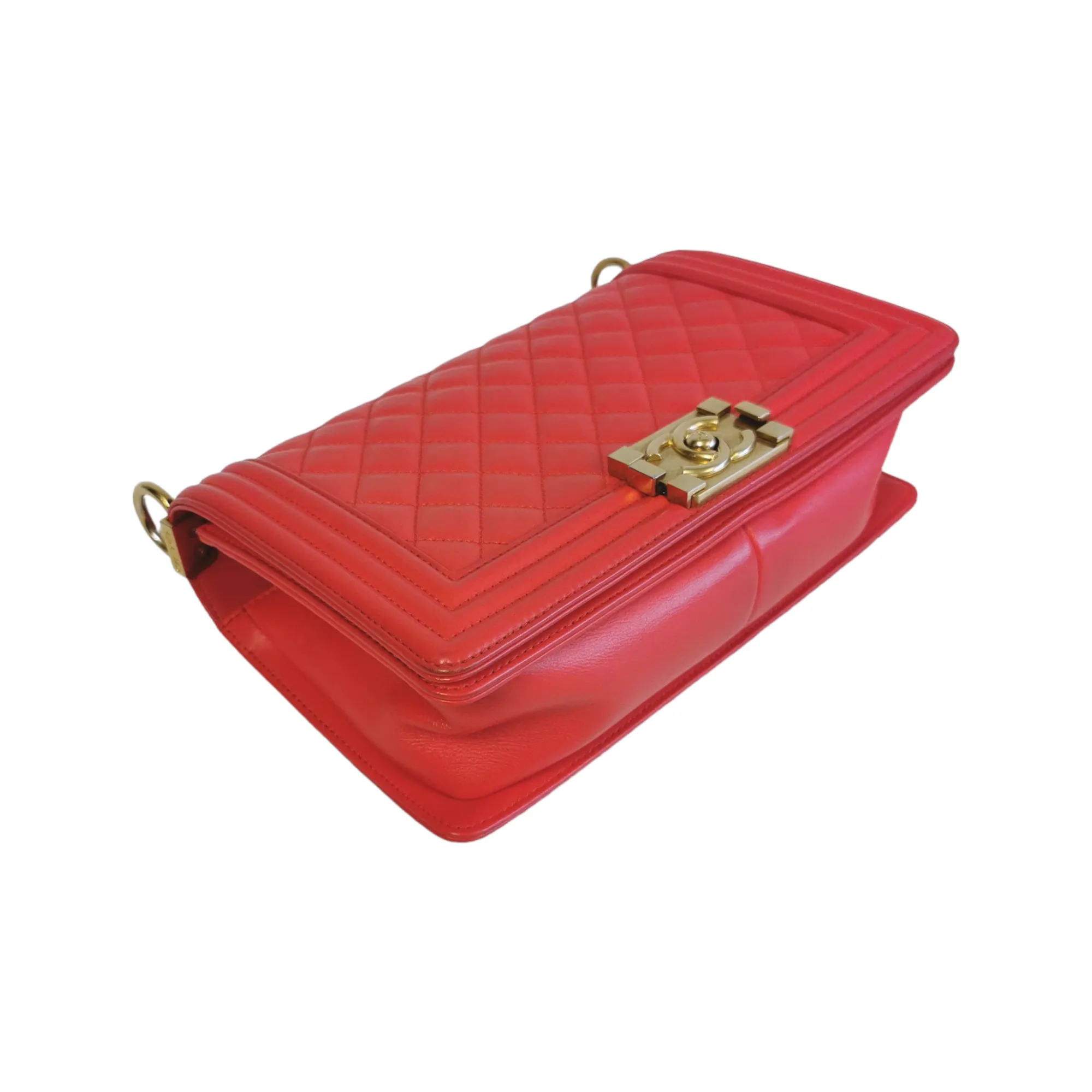 Chanel Boy Medium Red Lambskin Gold