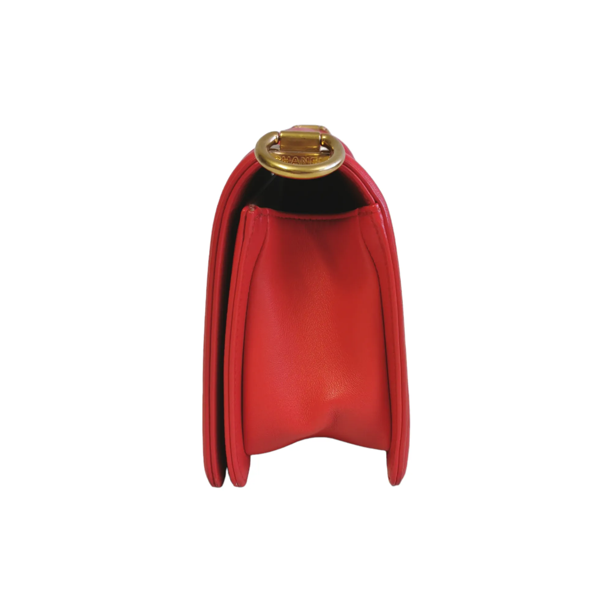 Chanel Boy Medium Red Lambskin Gold
