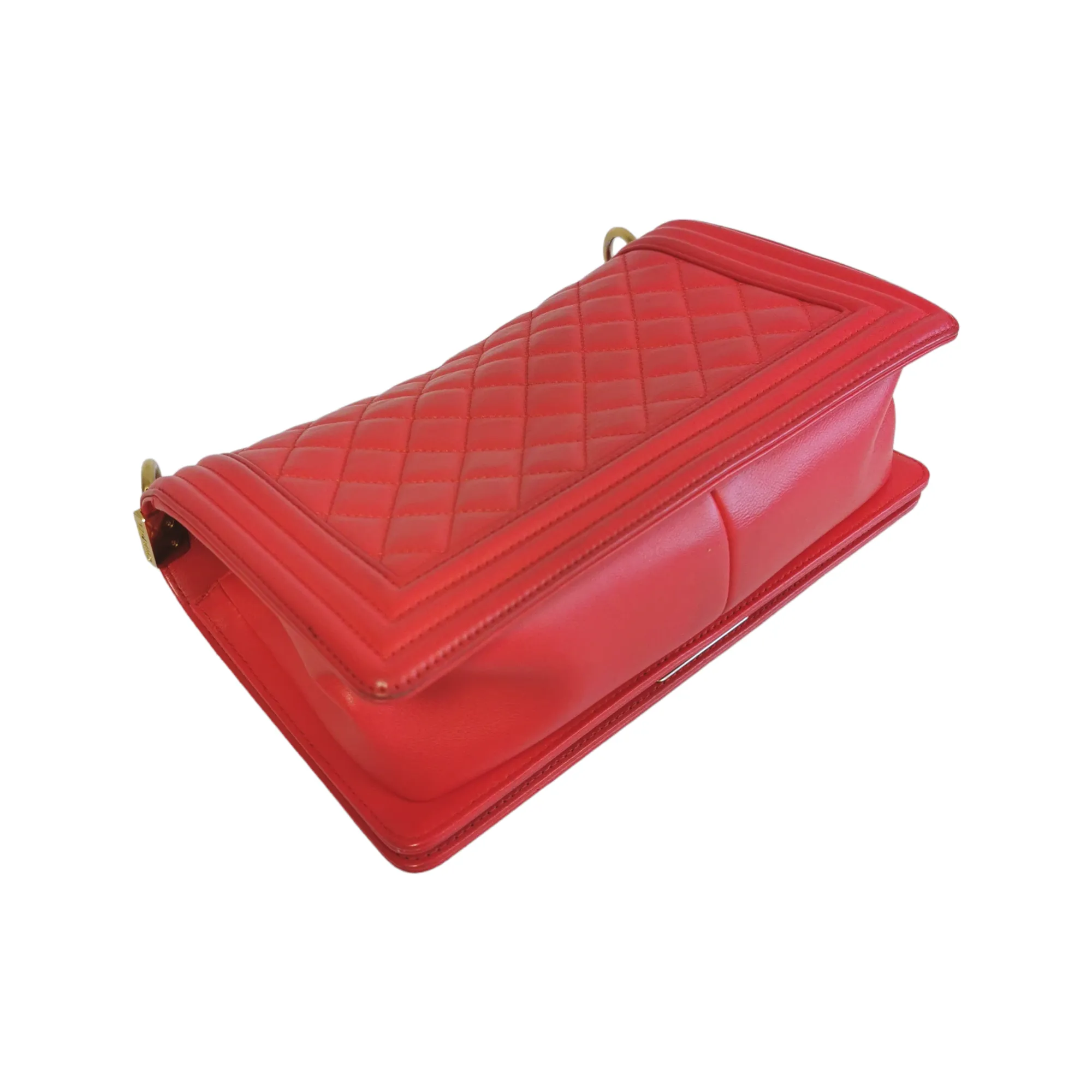 Chanel Boy Medium Red Lambskin Gold