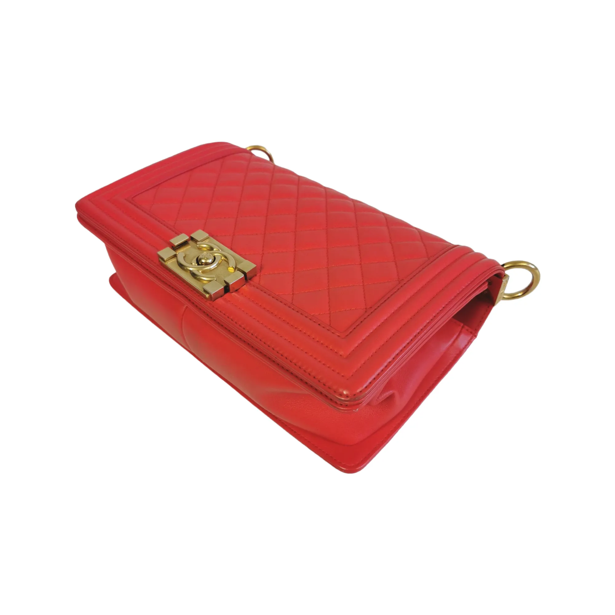 Chanel Boy Medium Red Lambskin Gold