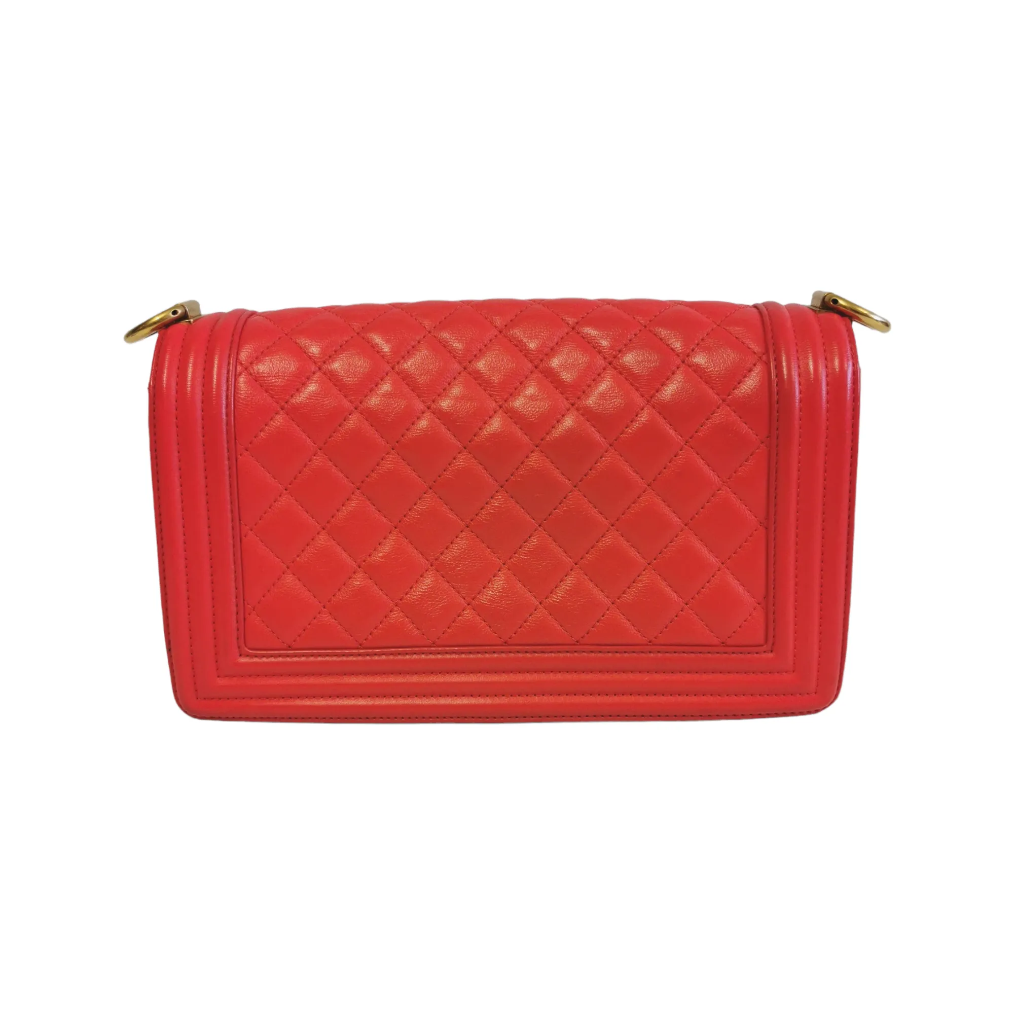 Chanel Boy Medium Red Lambskin Gold